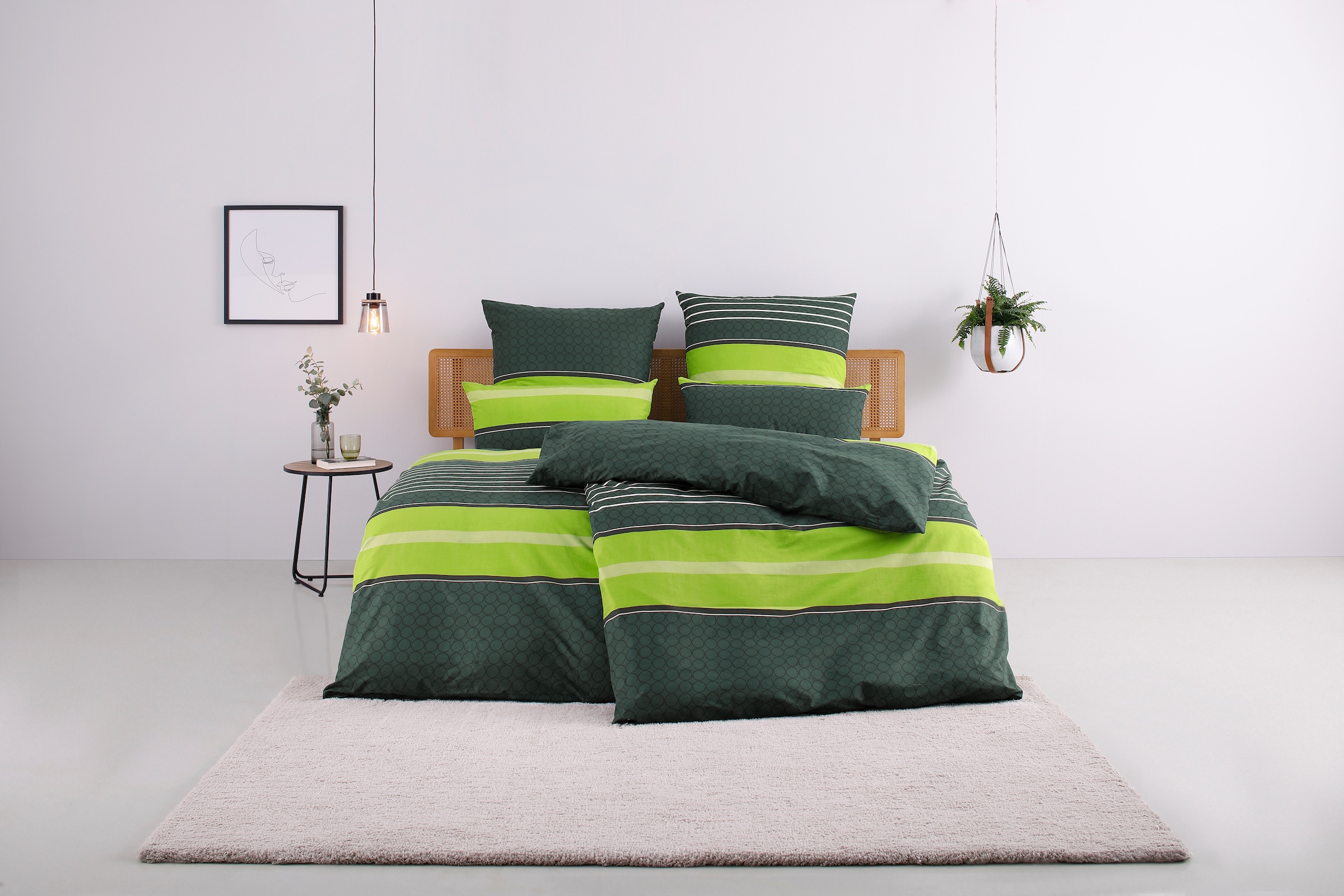 online 135x200 oder Bettwäsche kaufen (2 home »Circle mit Gr. in cm«, Baumwolle Bettwäsche Streifen-Design, 155x220 tlg.), moderne Bettwäsche aus my
