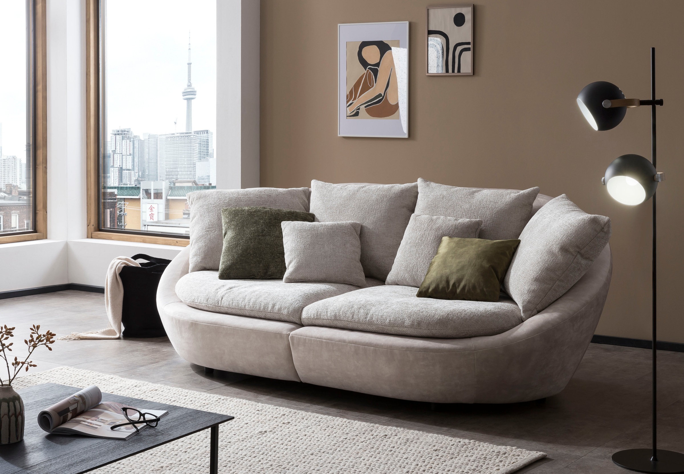 TRENDMANUFAKTUR Big-Sofa »Maui, inklusive 4 Rückenkissen und 2 Zierkissen, günstig online kaufen