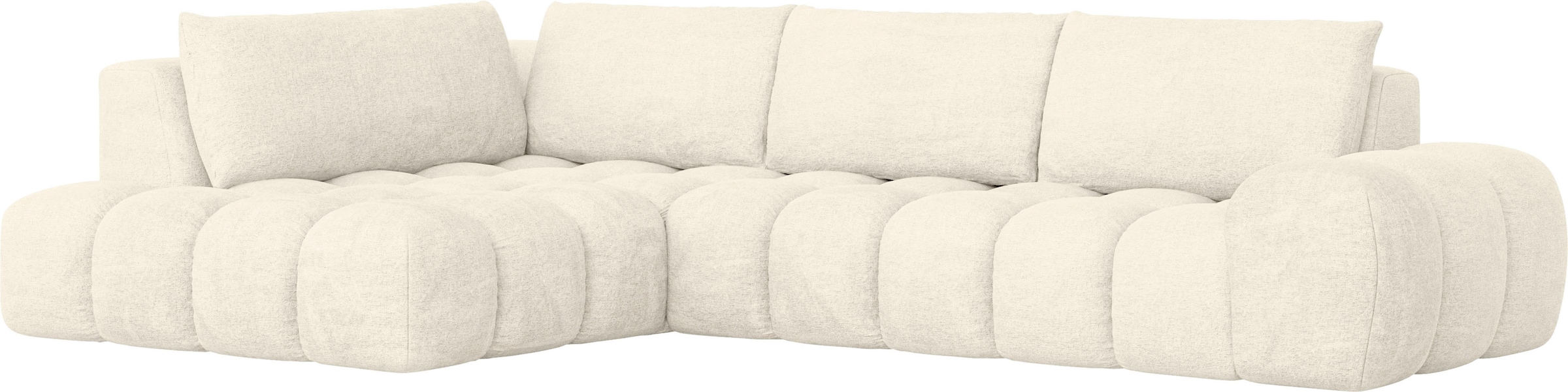INOSIGN Ecksofa »AZITA Designsofa, elegant und bequem L-Form, Bubble-Optik«, lose Rückenkissen, traumhafte Steppung, Maße B/T/H: 352/210/72 cm