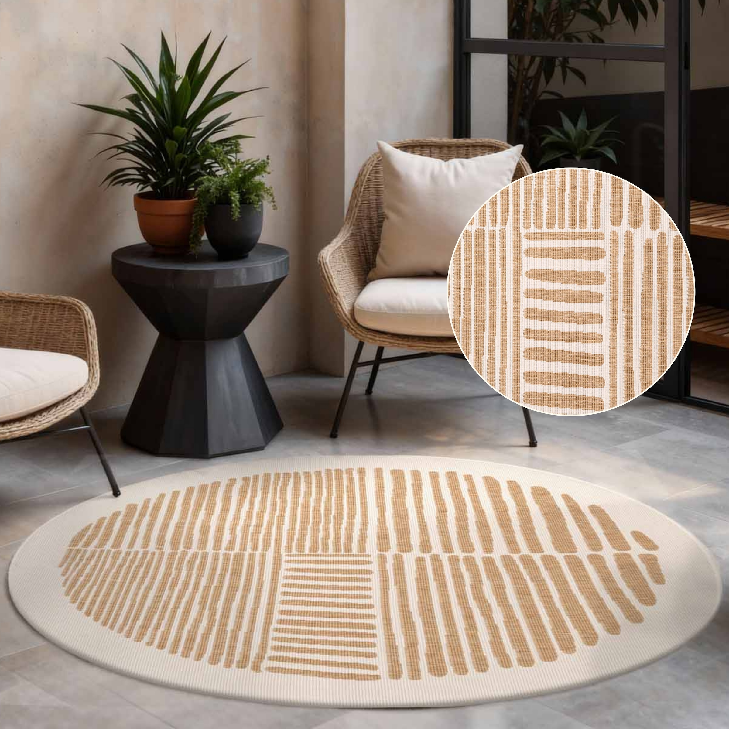 Ted Baker Teppich »Bounds , Wendeteppich« rund 8 mm Höhe Designteppich, Wetterfest, Pflegeleicht, Modern, Wohnzimmer, Terrasse