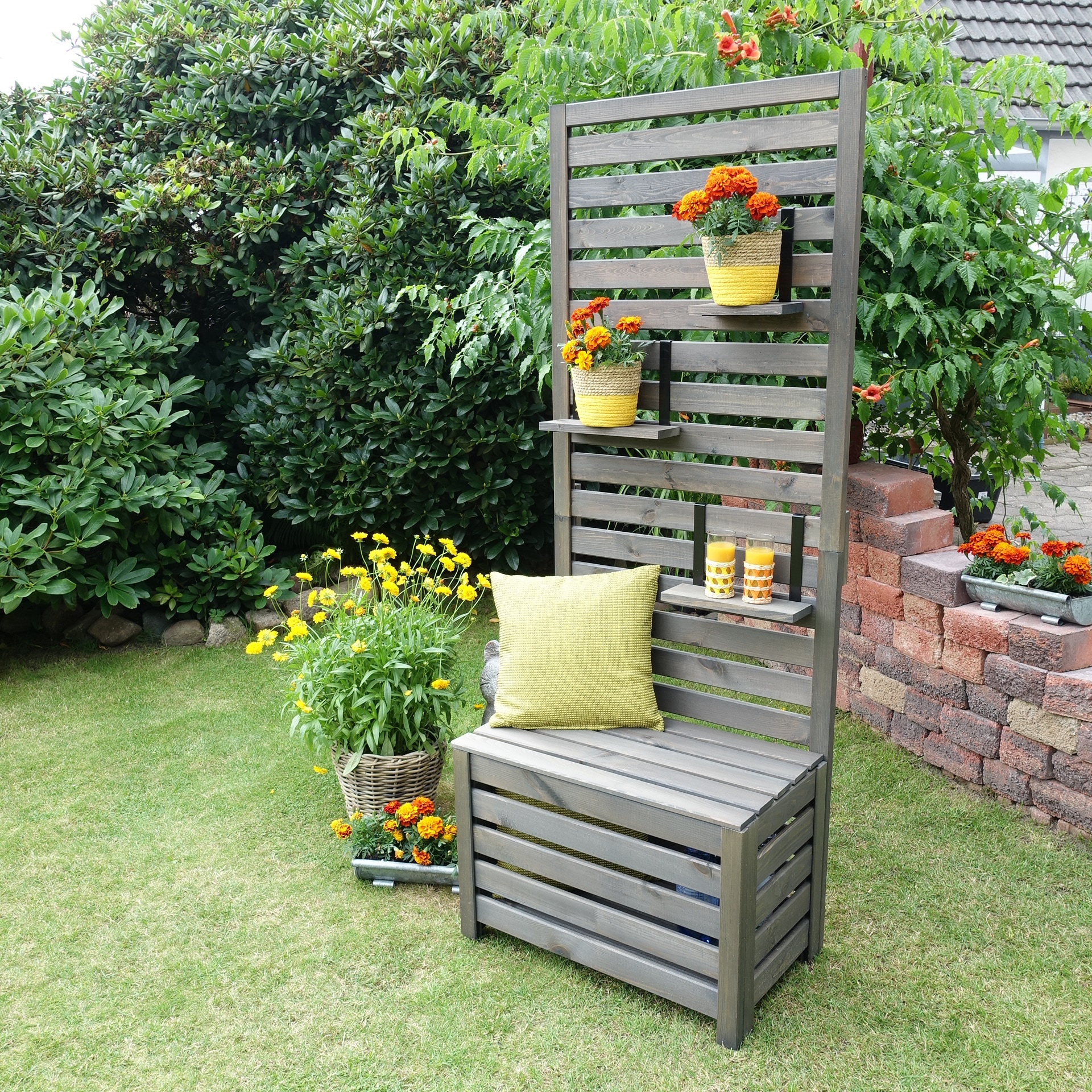 promadino Spalier »für Balkon und Garten« Sitzgelegenheit und Sichtschutz, L70xT40xH180cm, Volumen: 91 Liter