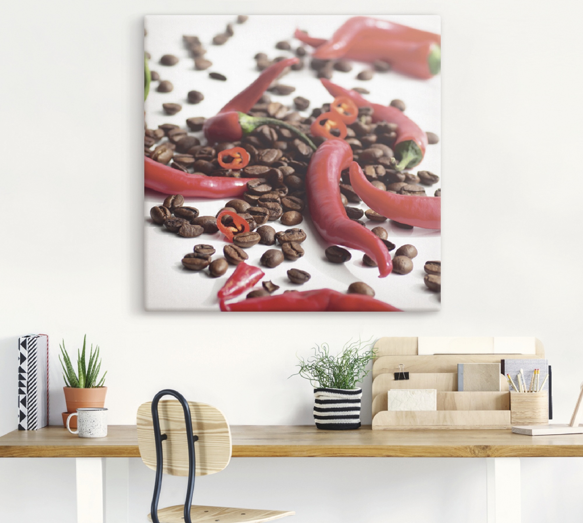 Artland Wandbild »Frische Chili auf Kaffee«, Lebensmittel, (1 St.), als Leinwandbild, Poster in verschied. Größen