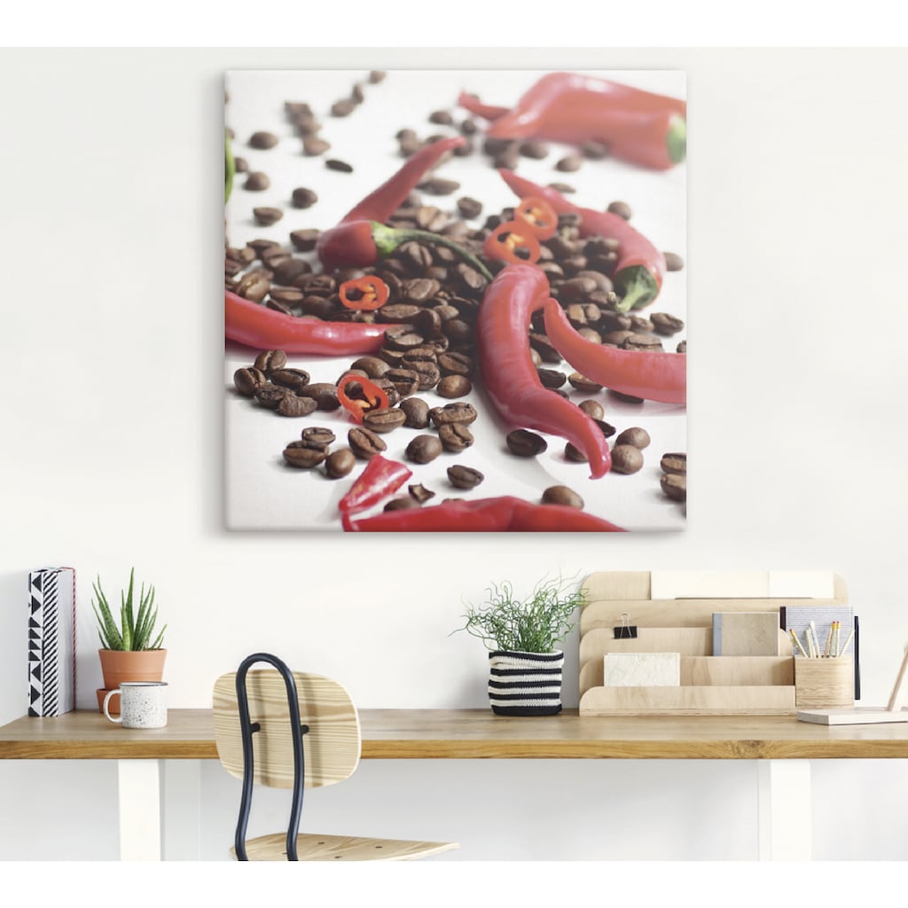 Artland Wandbild »Frische Chili auf Kaffee«, Lebensmittel, (1 St.)