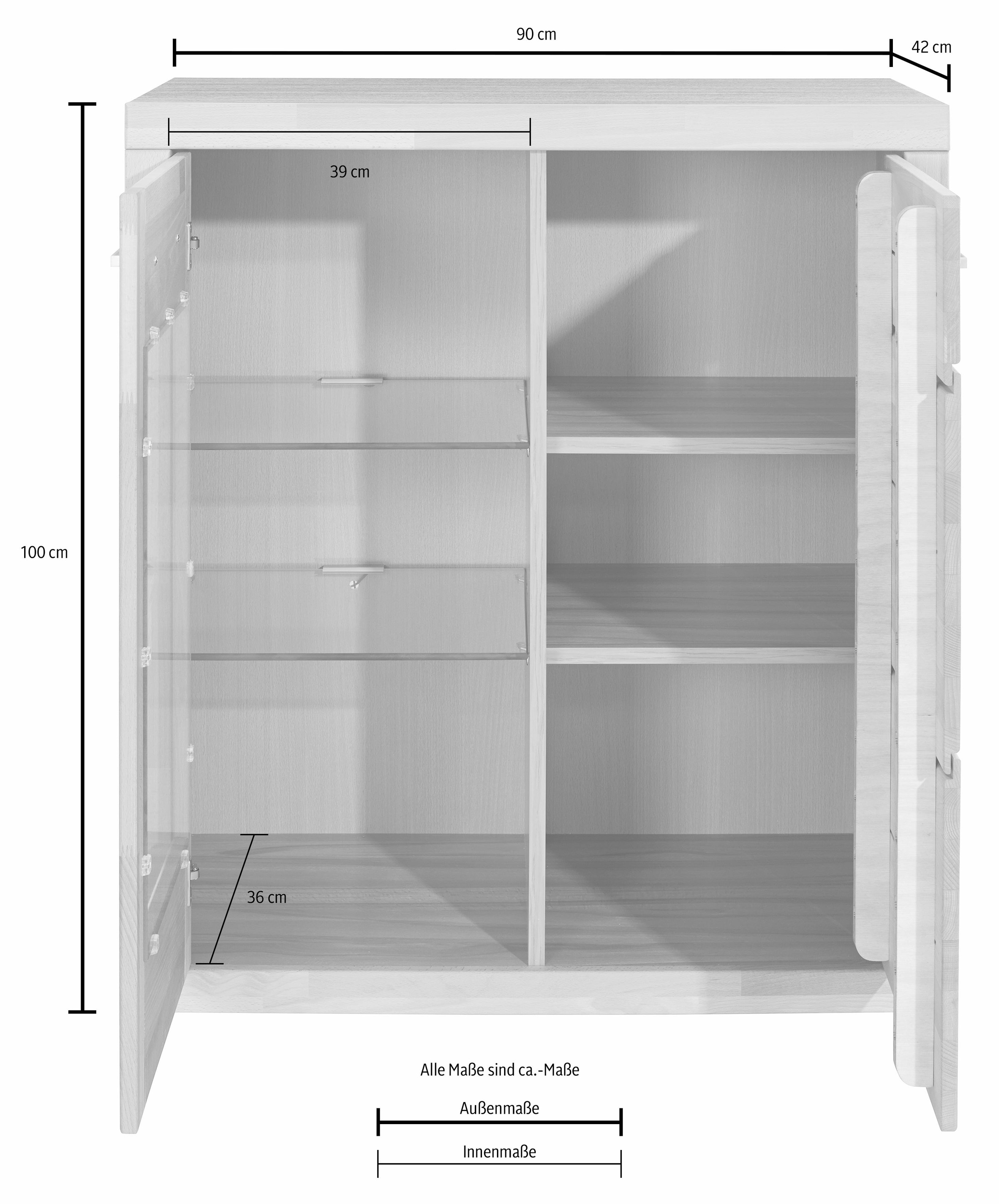 Home affaire Vitrine »Logo,100cm hoch,42 cm tief,Fronten Massivholz,6Fächer günstig online kaufen