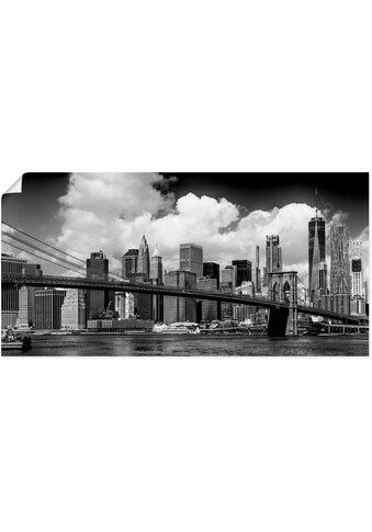 Artland Wandbild »Manhattan Skyline, Brooklyn Bridge«, New York, (1 St.), in vielen... kaufen
