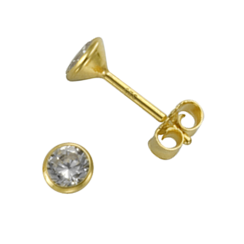 FIRETTI Paar Ohrstecker »Schmuck Geschenk Silber 925 Ohrschmuck Solitär« mit Zirkonia (synth.) gelbgoldfarben + kristallweiß 4 Runge Ohrringe,...