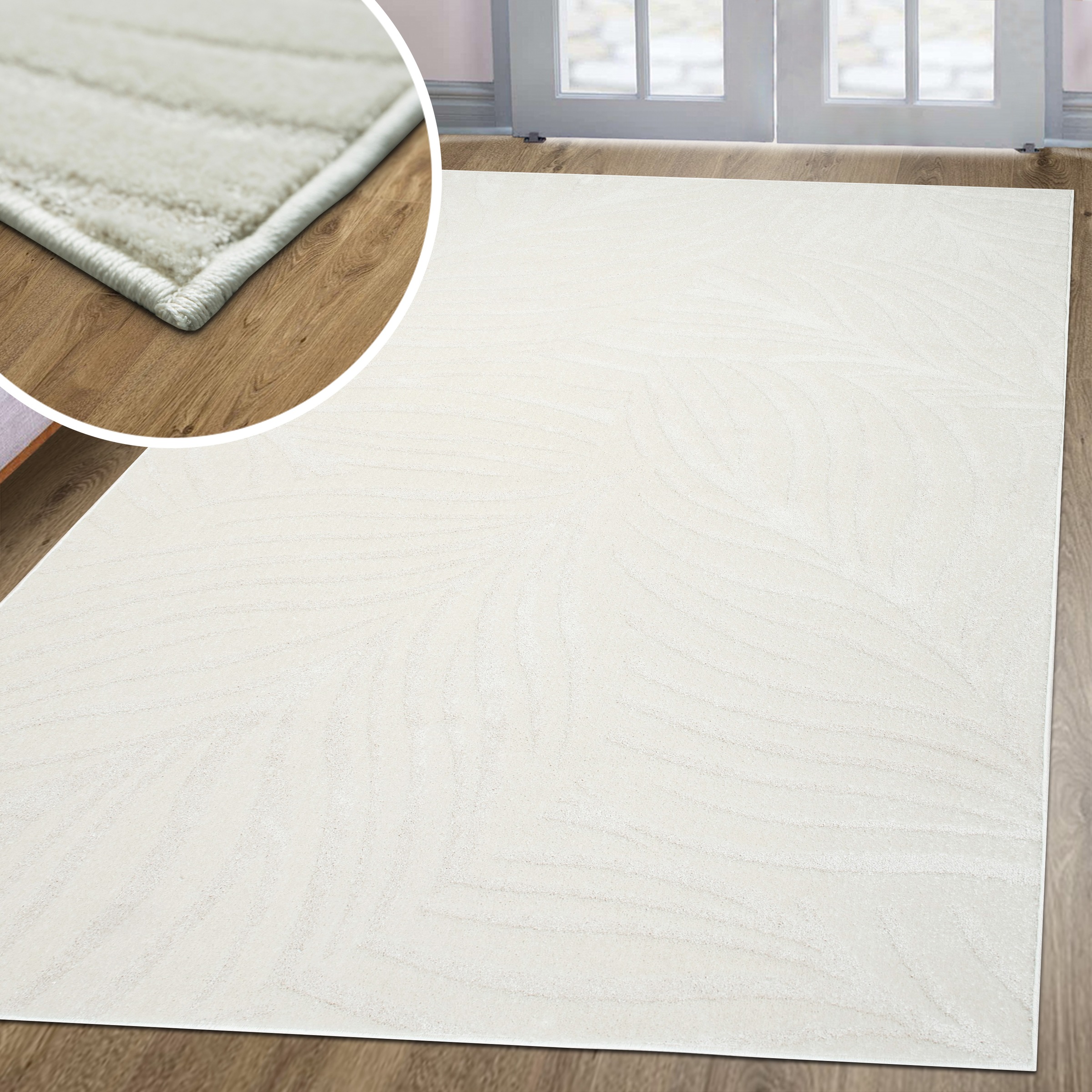 my home Teppich »Calmura, Blätter-Design in Hoch-Tief-Struktur«, rechteckig günstig online kaufen
