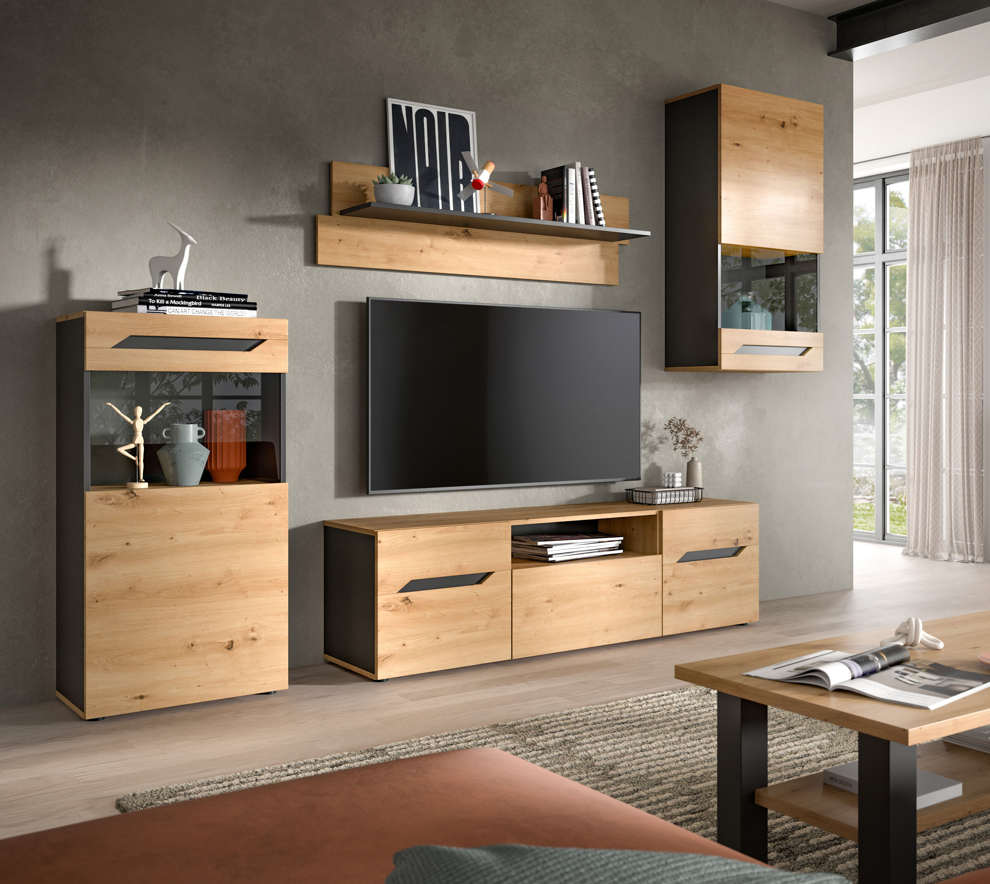 INOSIGN Wohnwand »SERTA, 4-teilig, best. aus: 2x Vitrine, 1x Lowboad & 1x W günstig online kaufen