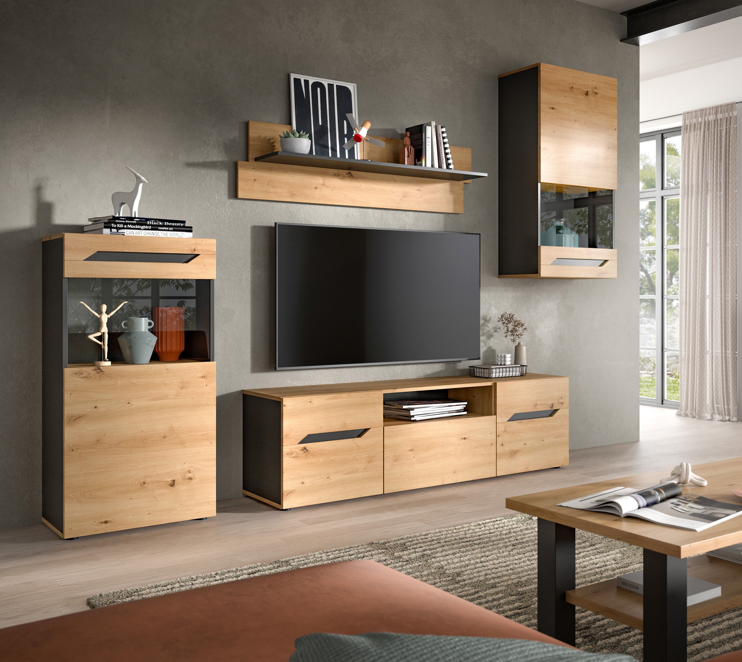 INOSIGN Wohnwand »SERTA, 4-teilig, best. aus: 2x Vitrine, 1x Lowboad & 1x W günstig online kaufen