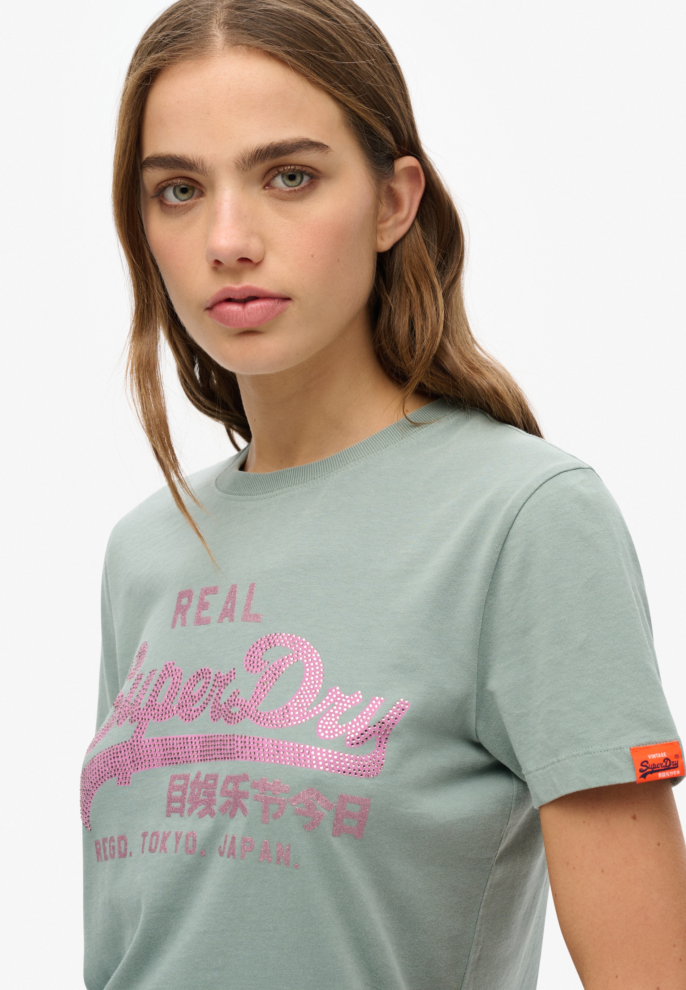 Superdry Kurzarmshirt »VL RHINESTONE SLIM TEE«