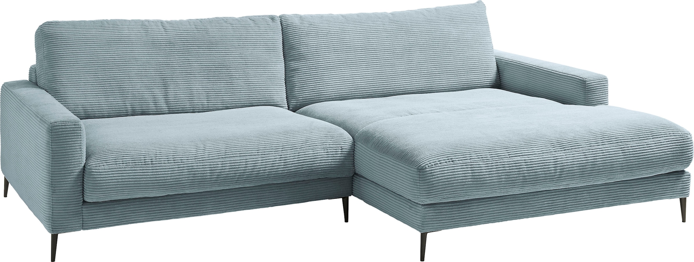 INOSIGN Ecksofa »Downtown, B/T/H: 272/190/84 cm L-Form«, weicher Sitzkomfort auch in Cord und Bouclé, incl. Zierkissen