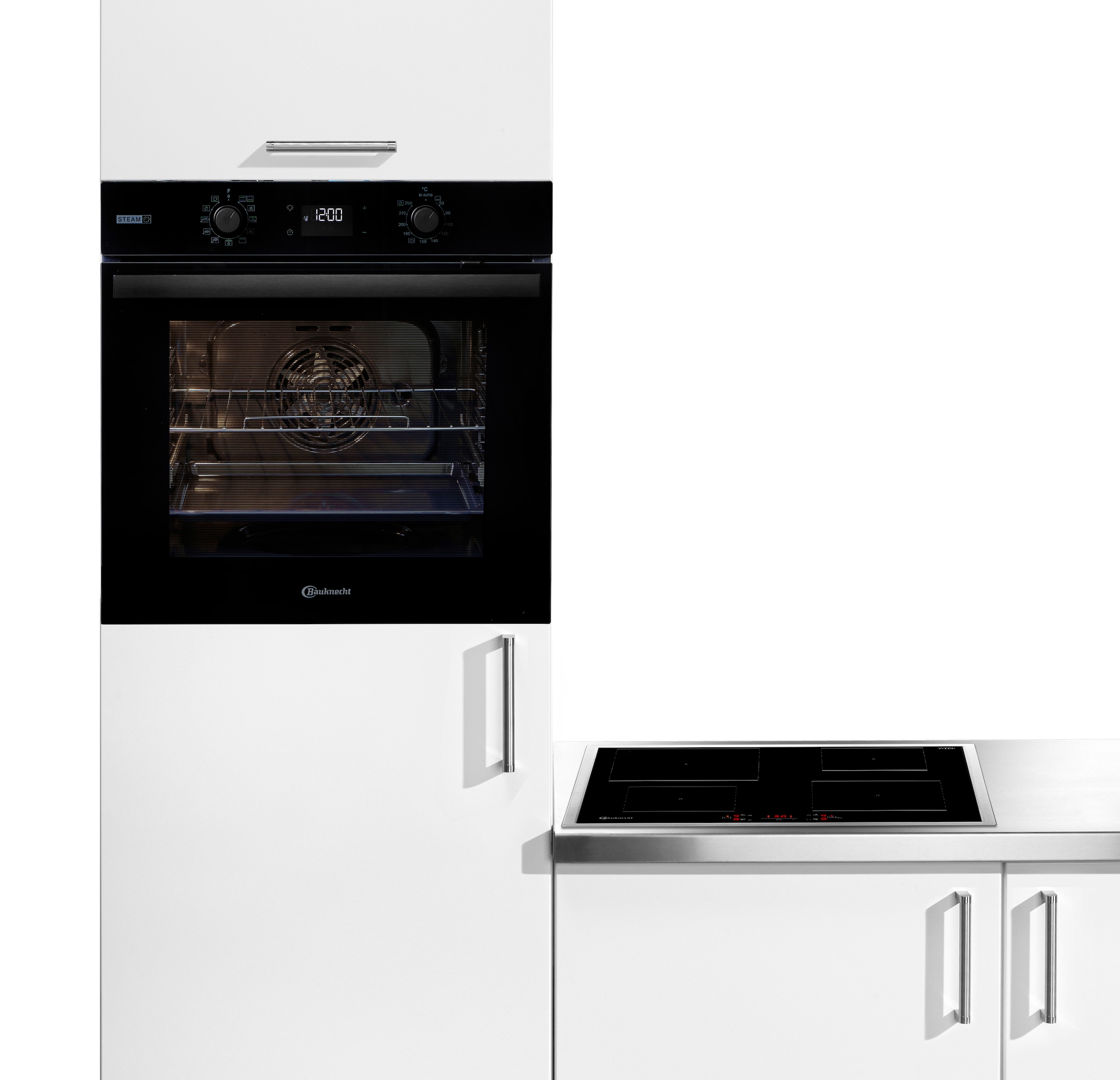 BAUKNECHT Backofen-Set »BAKO 780 Steam IND BL« mit 1-fach-Teleskopauszug Set, 2 Stk. tlg. GentleSteam - für ein saftiges Inneres und ein knuspriges Äußeres