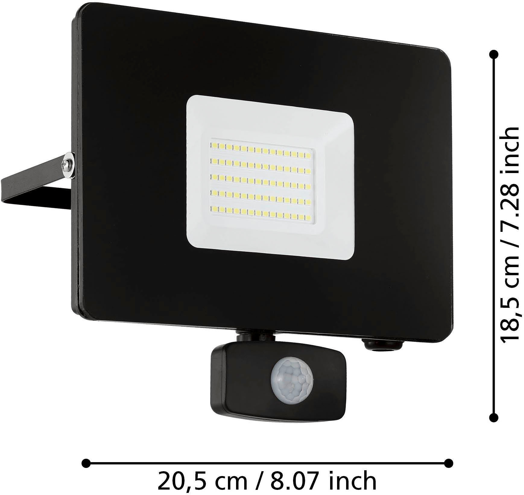 EGLO Wandleuchte »Faedo 3, Außen-Strahler, Außenleuchte, Wandstrahler, IP44, Lampe« LED-Modul 1 Stk. Kaltweiß Wand-/Deckenleuchte - L20,5 x H20 x AL5 cm - schwarz - 53W inkl.
