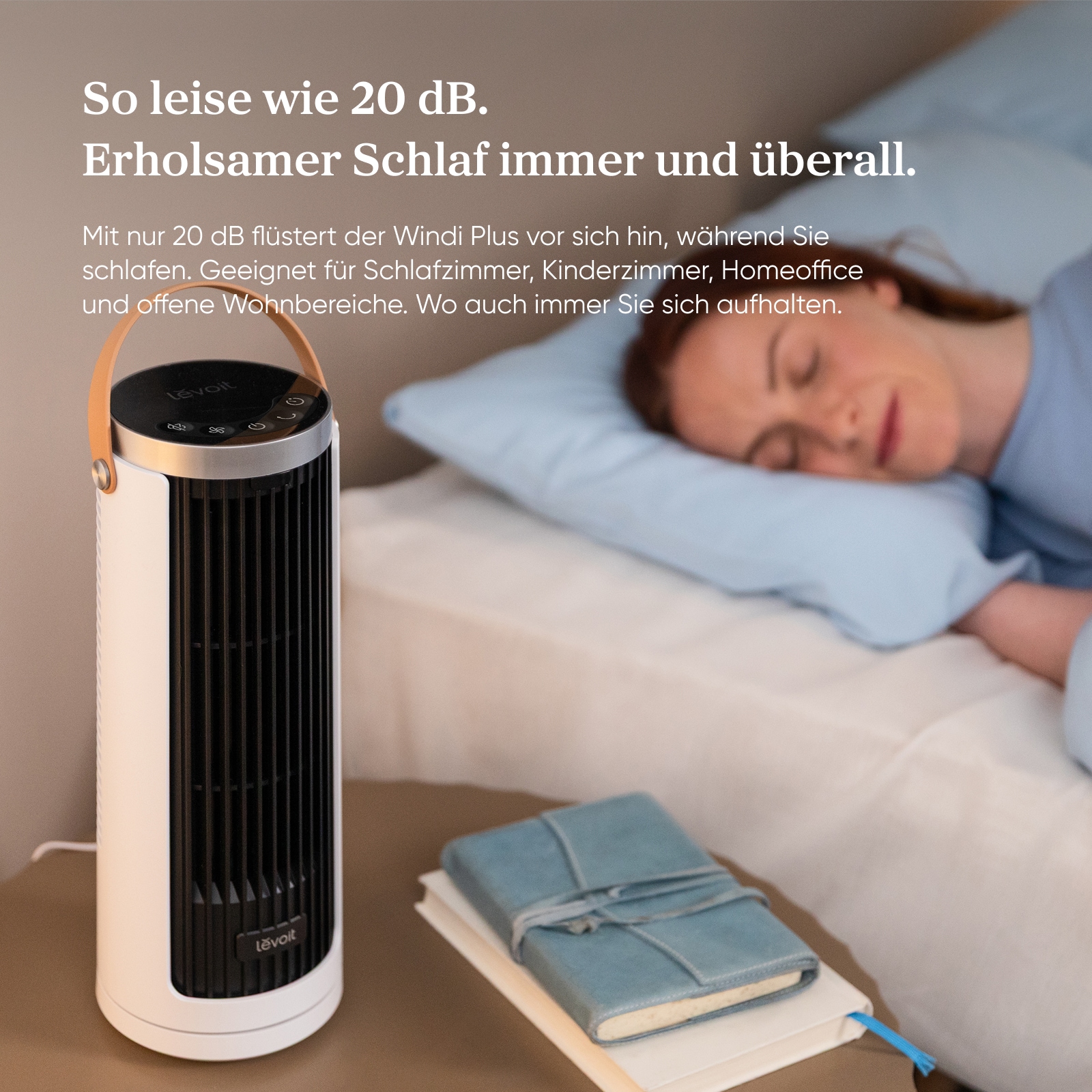 Levoit Turmventilator »LTF-F132B-WEUR, mit Timerfunktion« 10 cm Durchmesser sehr leise, kabellos nutzbar
