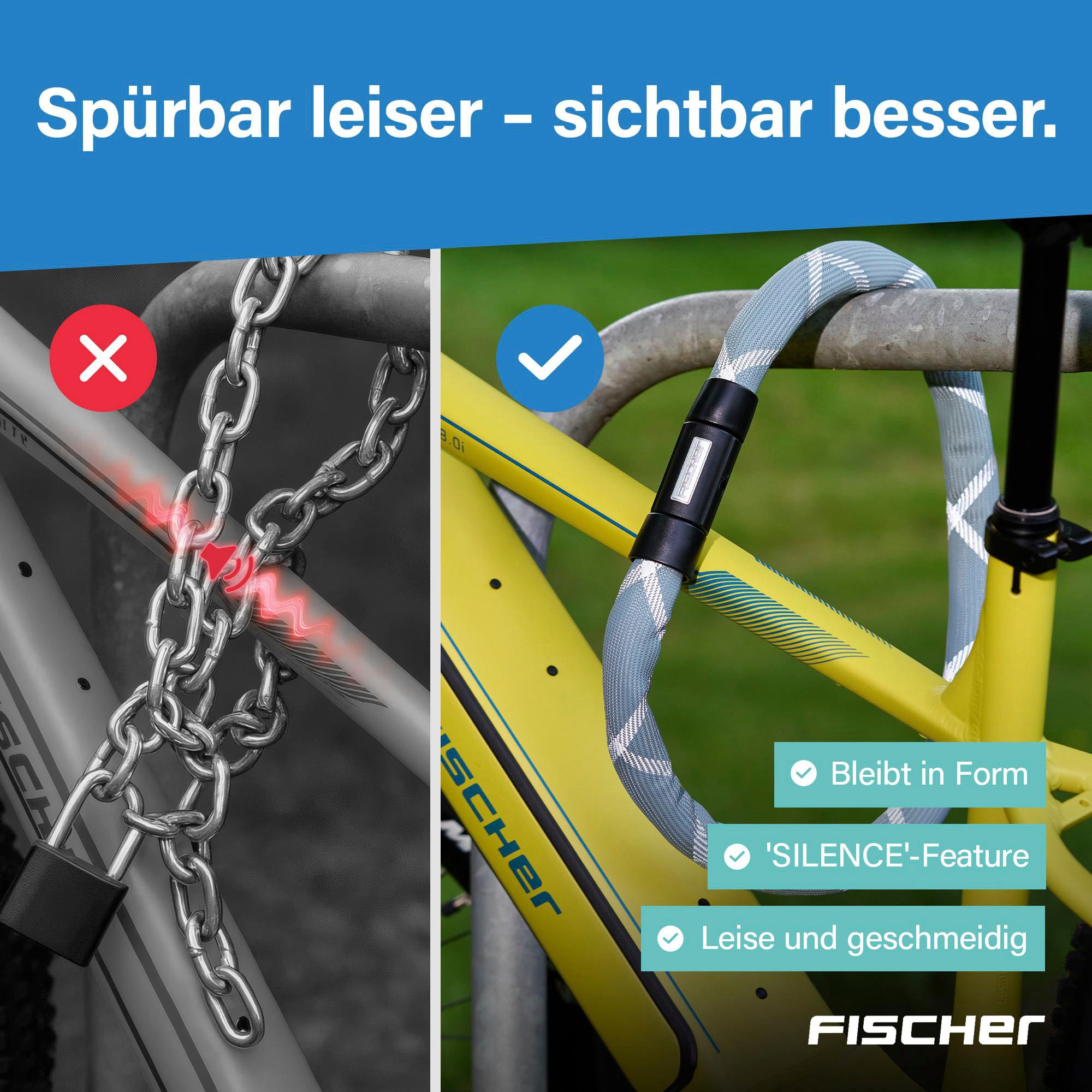 FISCHER Fahrrad Kettenschloss »Kettenschloss SILENCE CK100/32 mint«
