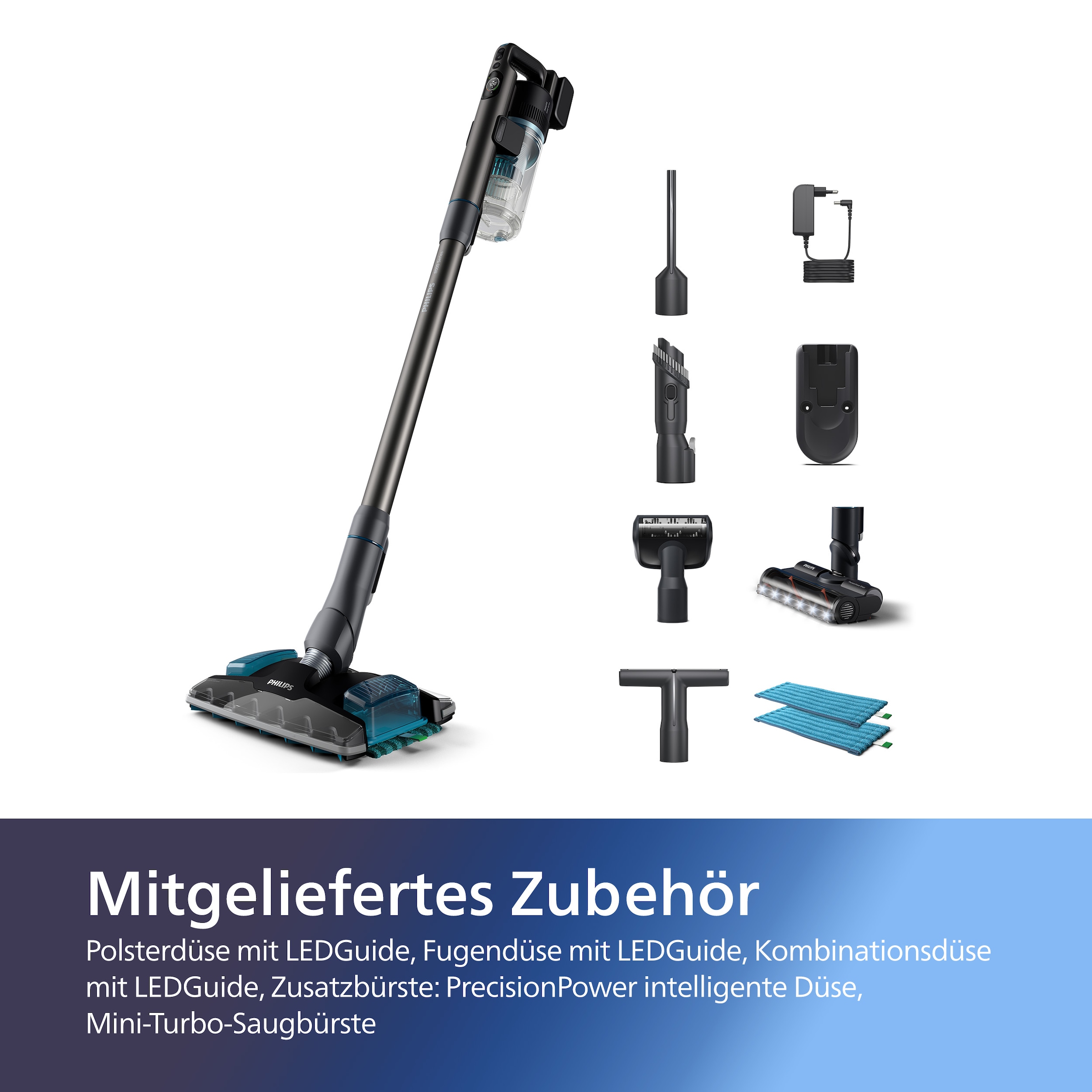 Philips Nass-Trocken-Akkusauger »XC8055/01 Aqua Plus 8000 Series „Alleskönner“«, mit bis zu 80 Minuten Laufzeit und adaptiver Saug- und Wischdüse
