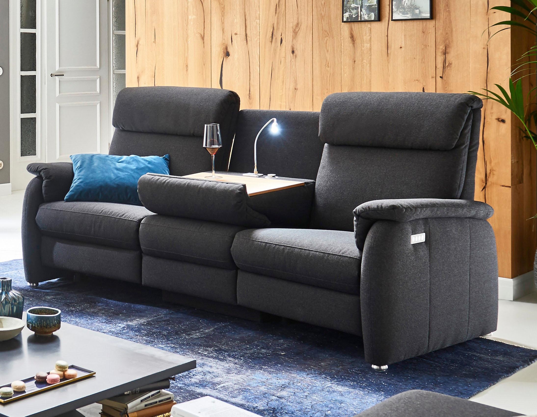 Home affaire Sofa »Turin«, mit motorischer Relaxfunktion, Tisch, Leuchte + USB-Ladestation