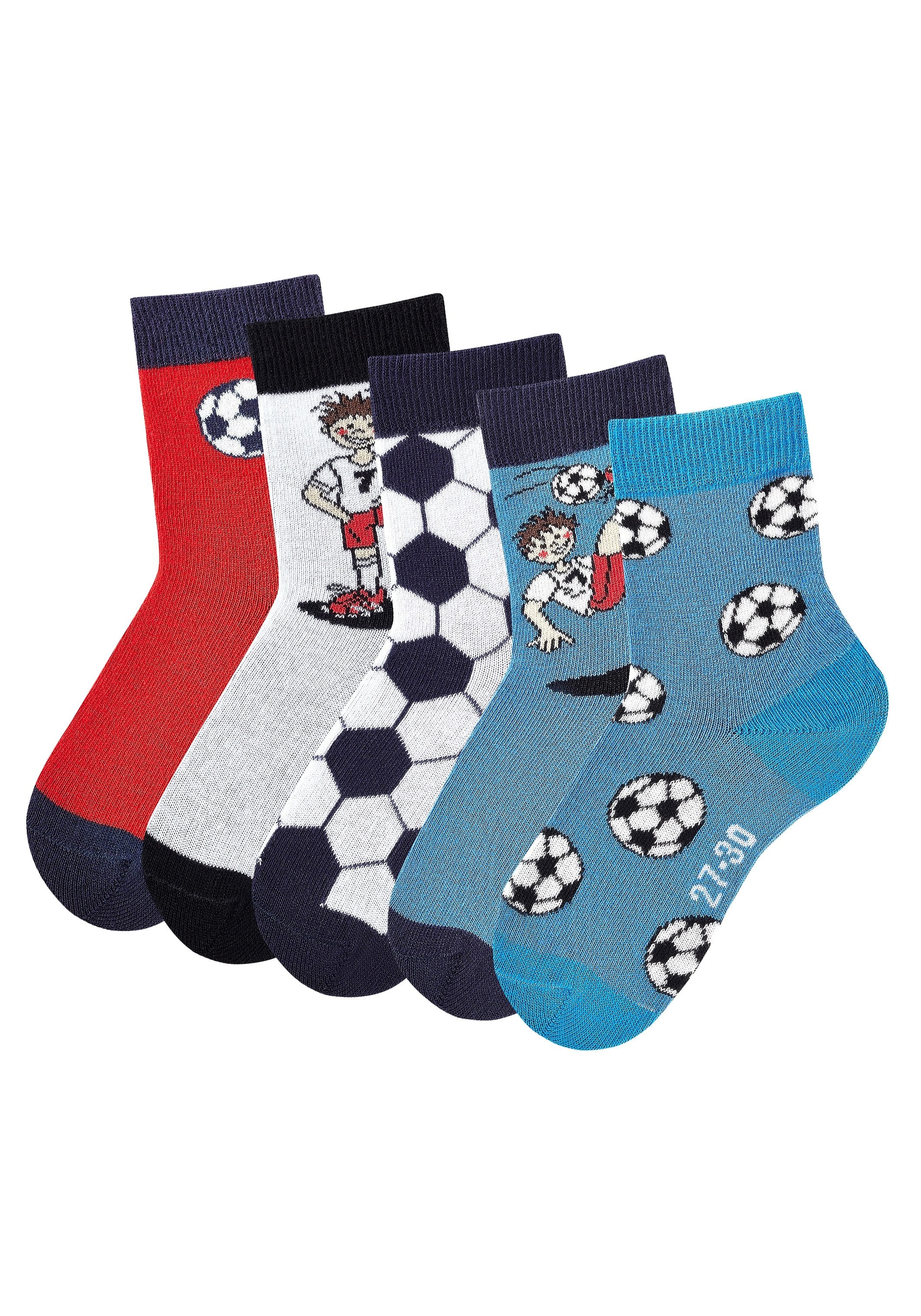 Socken, (5 Paar), mit Fußballmotiven