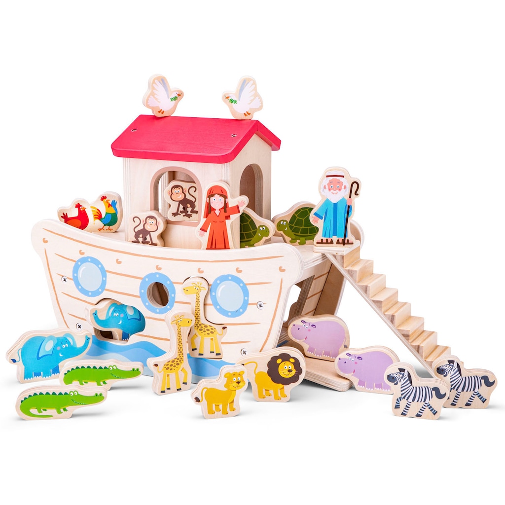 New Classic Toys® Steckspielzeug »Holzspielzeug, Formensortierpiel Arche Noah«