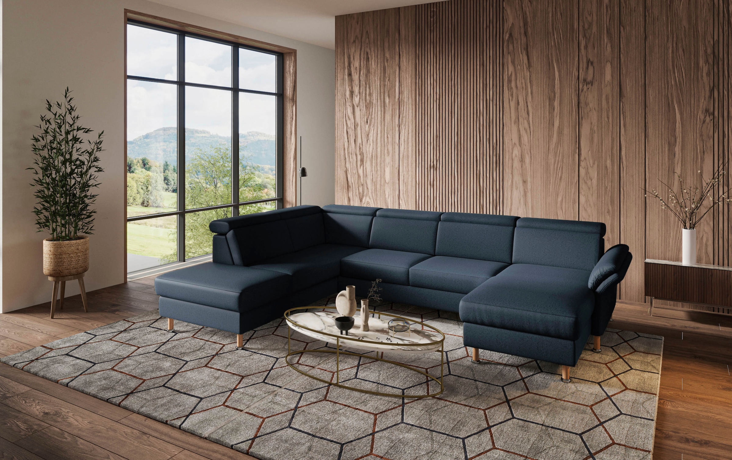 Home affaire Wohnlandschaft »Calypso U-Form«, wahlweise mit motorischer Relaxfunktion