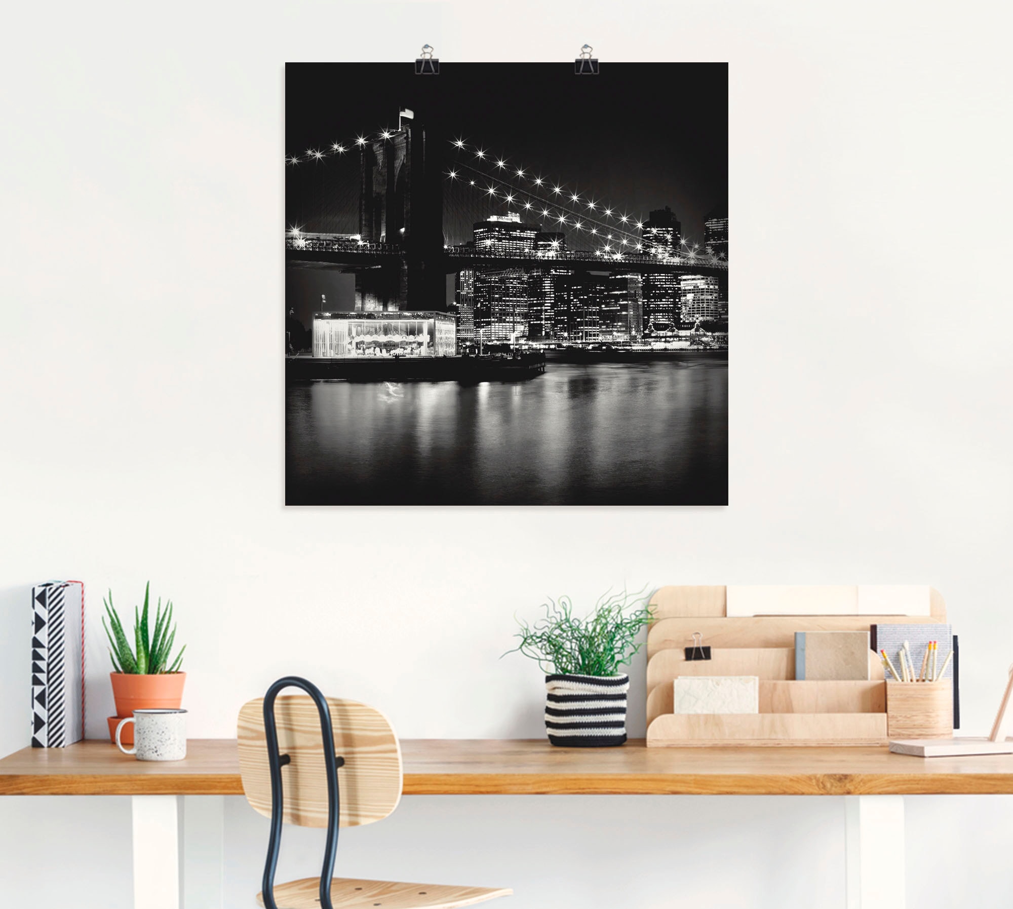 Artland Wandbild »NYC Brooklyn Bridge bei Nacht«, Amerika, (1 St.), als Leinwandbild, Poster in verschied. Größen