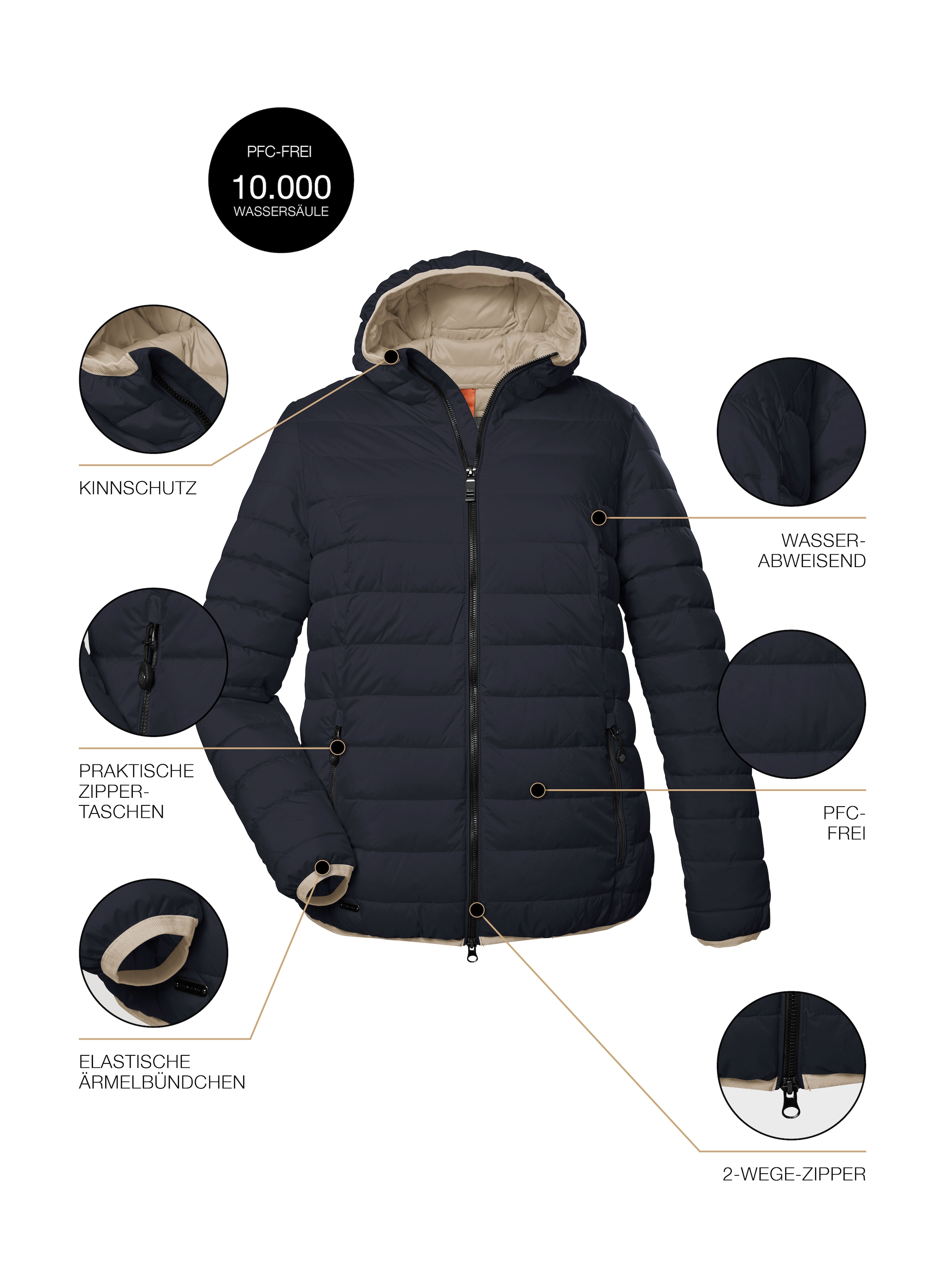 STOY Steppjacke »STS 3 WMN QLTD JCKT«, atmungsaktive, wasserabweisende Damen Steppjacke in großen Größen