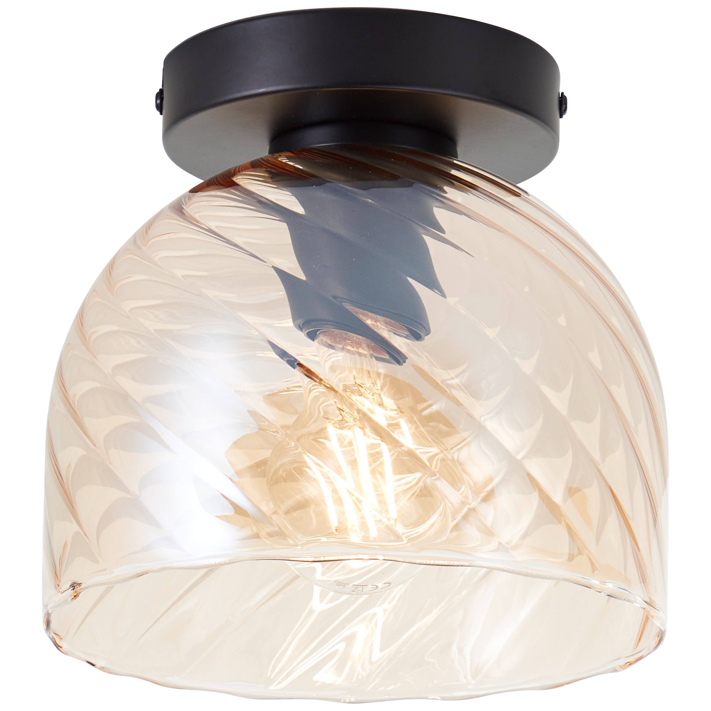 Brilliant Deckenleuchte »Casto«, 1 flammig, Leuchtmittel E27 | ohne Leuchtmittel, 18 x 19 cm, E27, Glas/Metall, bernsteinfarben/schwarz