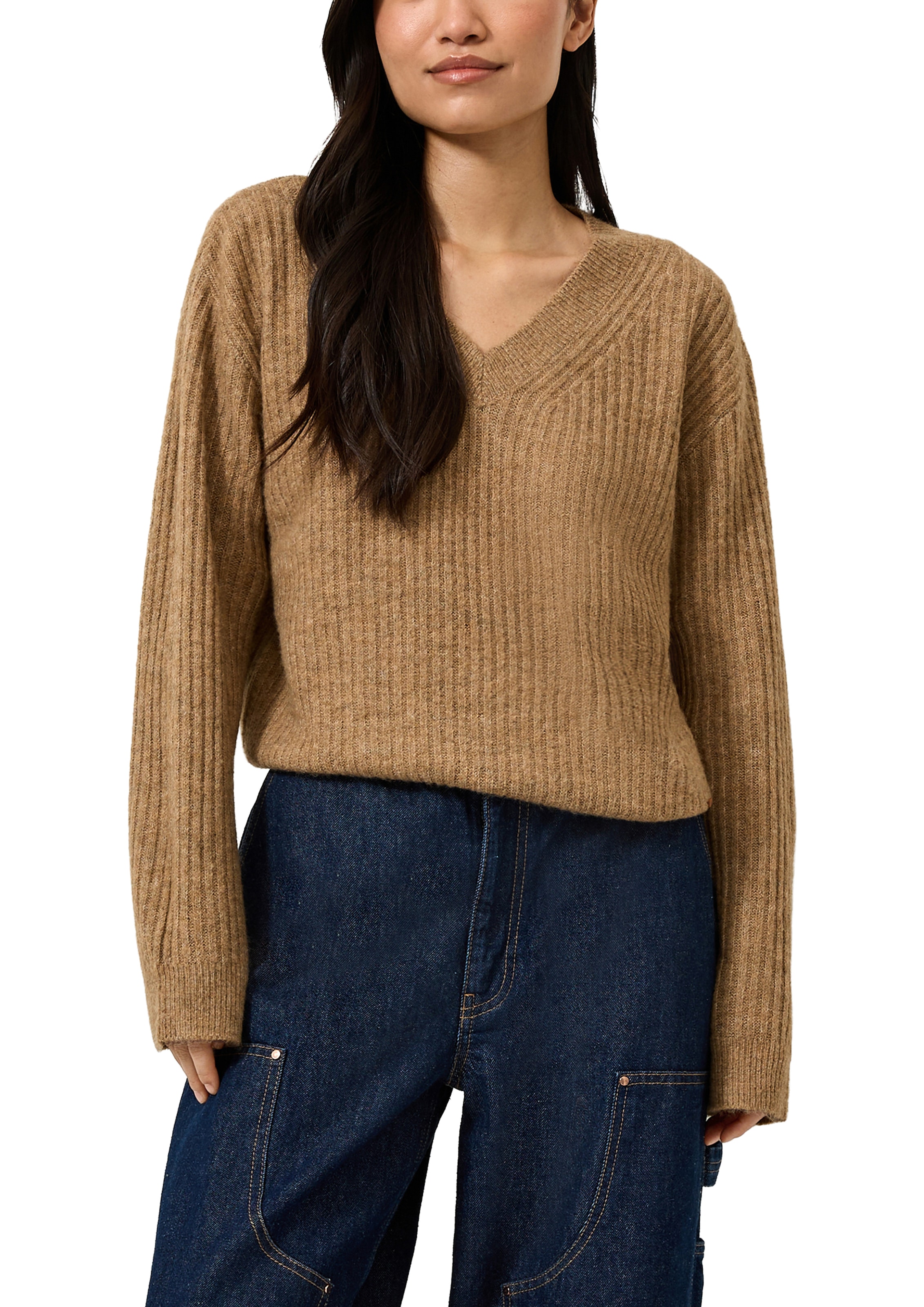 QS Strickpullover Winterpullover mit V-Ausschnitt