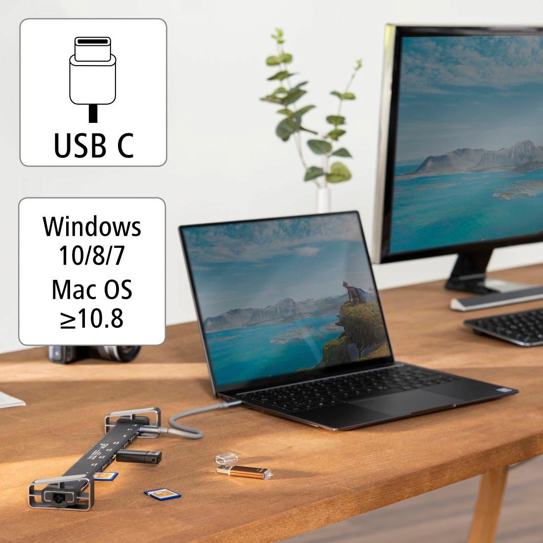 Hama Laptop-Dockingstation »9in1 USB-C Docking Station für 4x USB-A, USB-C, HDMI™, LAN«