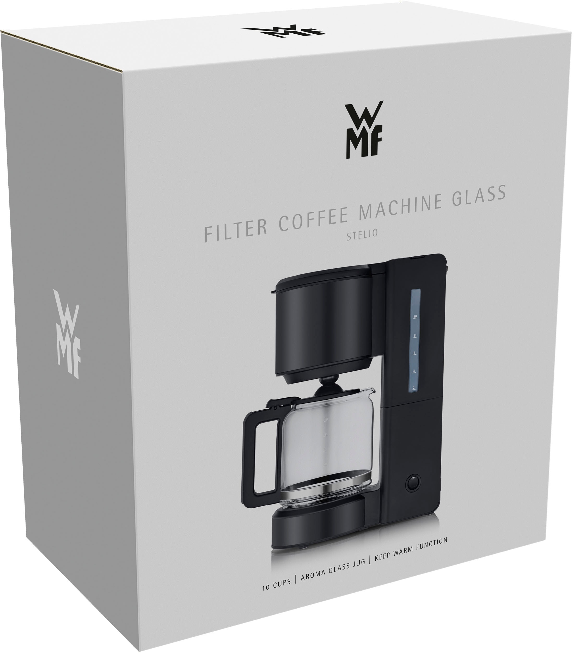 WMF Filterkaffeemaschine »Stelio Deep Black«, 1,25 l Kaffeekanne, Papierfilter, 1x4, 10 Tassen, Warmhaltefunktion, Abschaltautomatik, Cromargan, 1000 Watt