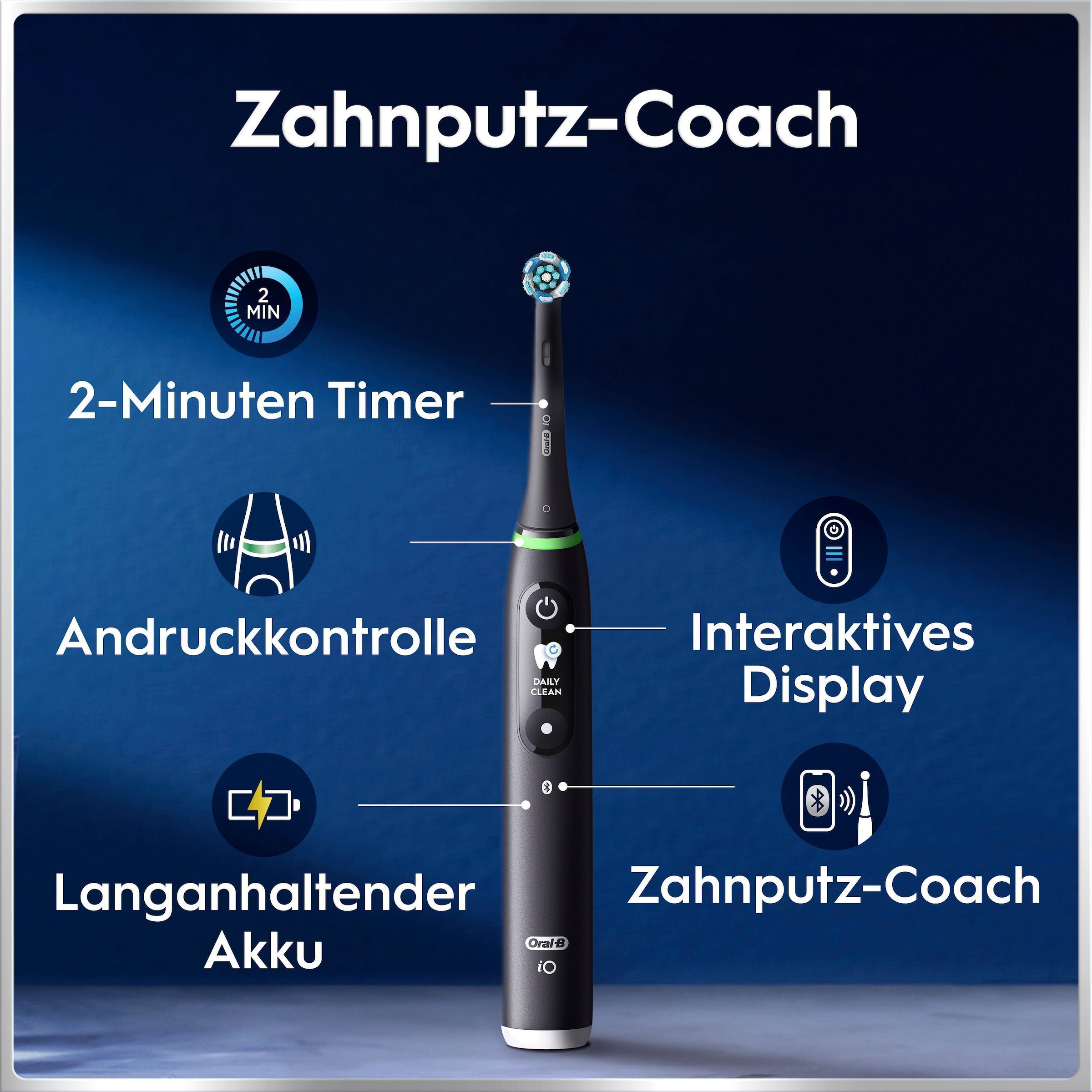 Oral-B Elektrische Zahnbürste »iO 6« 2 Stk. Aufsteckbürsten mit Magnet-Technologie, Display, 5 Putzmodi, Reiseetui