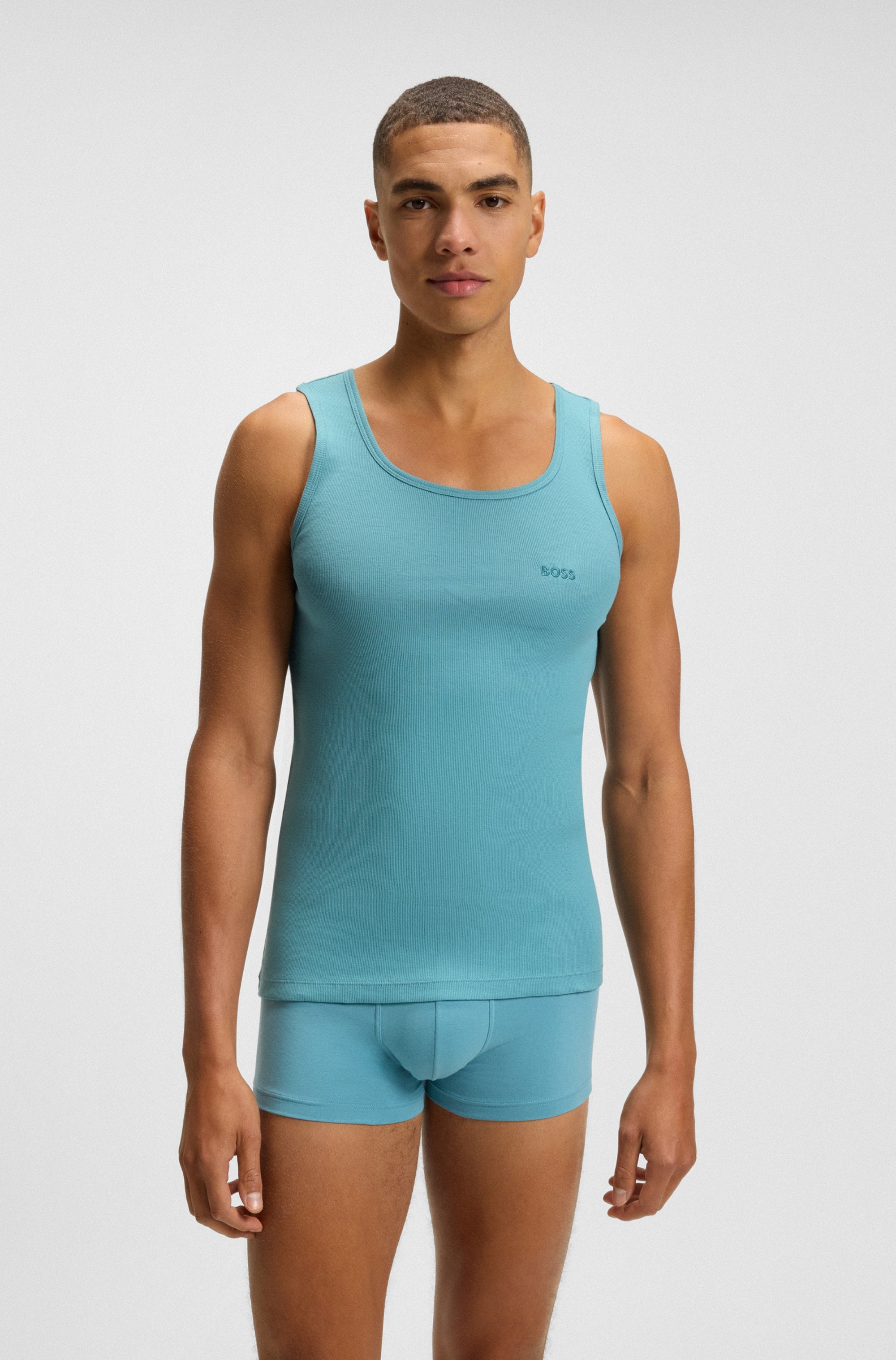 BOSS Tanktop »3P RibClassic BOSS ONE x David Beckham«, Ton in Ton Stickerei auf der Brust