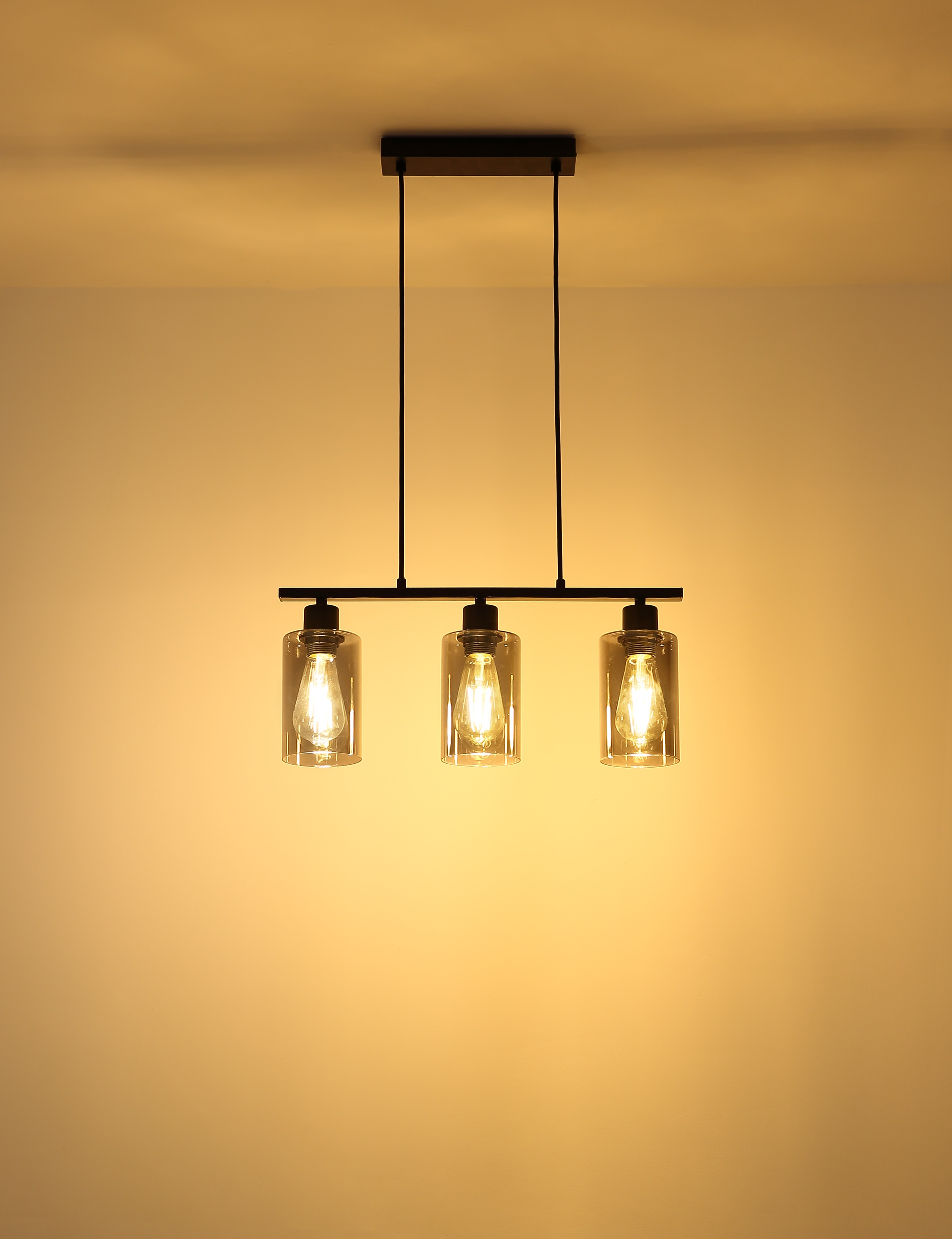 GLOBO LIGHTING Hängeleuchte »HADERA« E27 1 Stk. Wohnzimmerleuchte schwarz matt, Rauchglas, höhenkürzbar