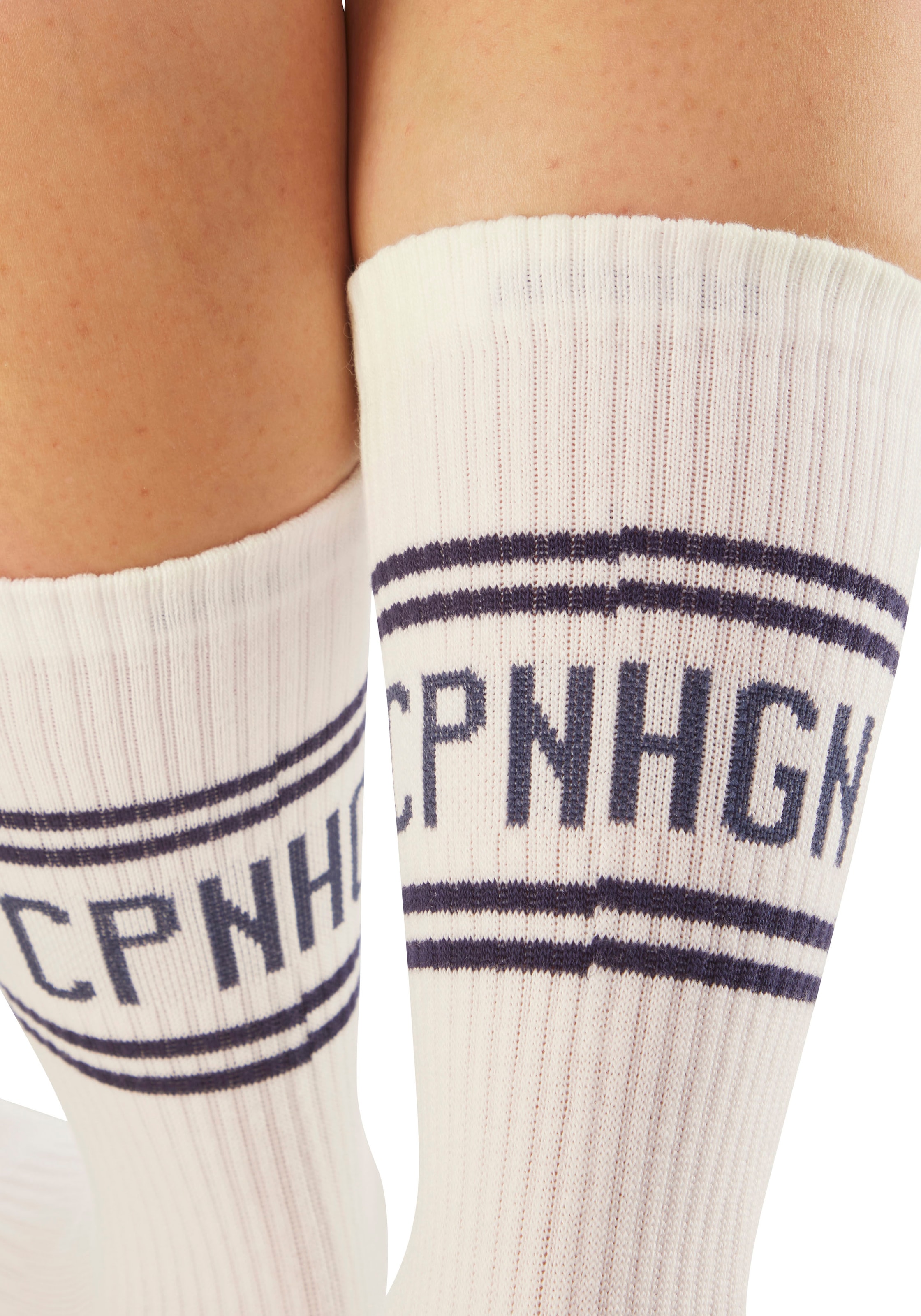 Copenhagen Studios Langsocken, (Packung, 2 Paar), mit Pikeé-Struktur unter der Sohle