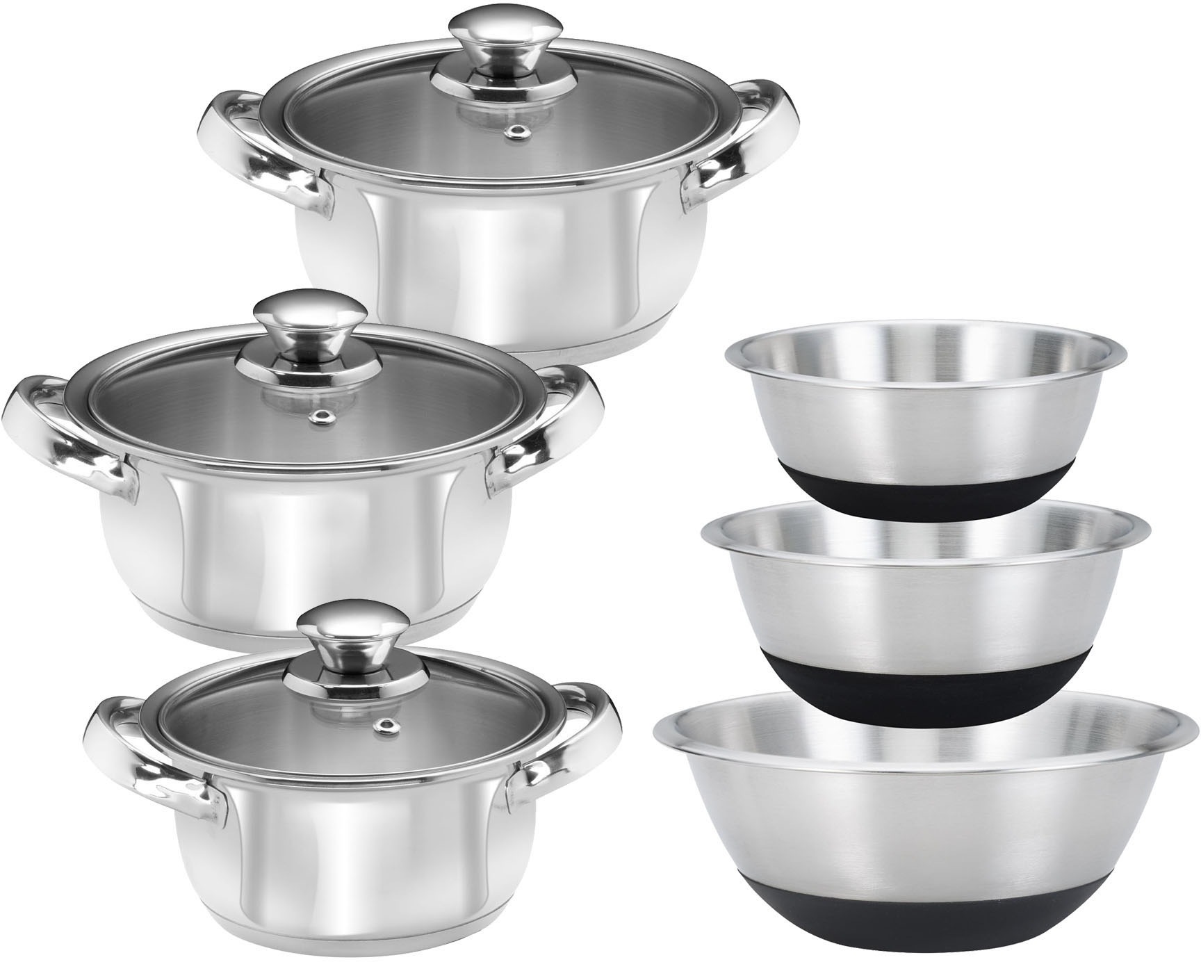 KING Topf-Set »EDELSTAHL« Edelstahl Set, 3 Töpfe Ø 16/18/20 cm inkl. Glasde günstig online kaufen