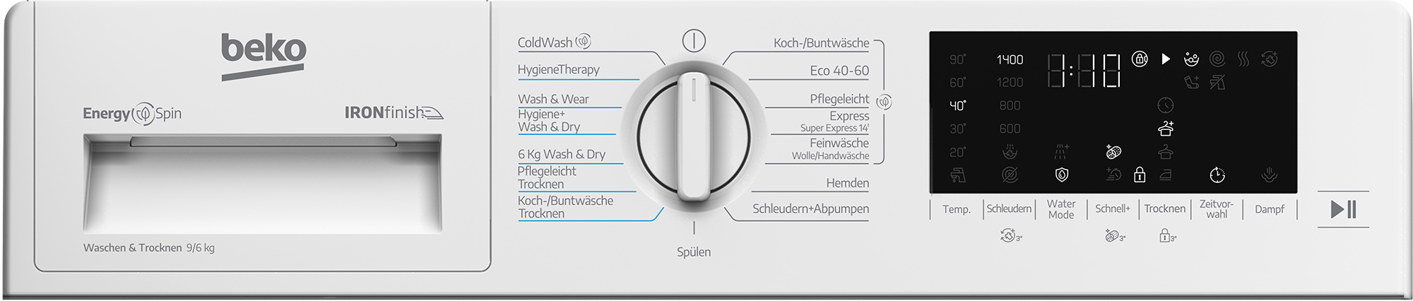 BEKO Einbauwaschtrockner 9 kg /9 kg 72 dB(A)