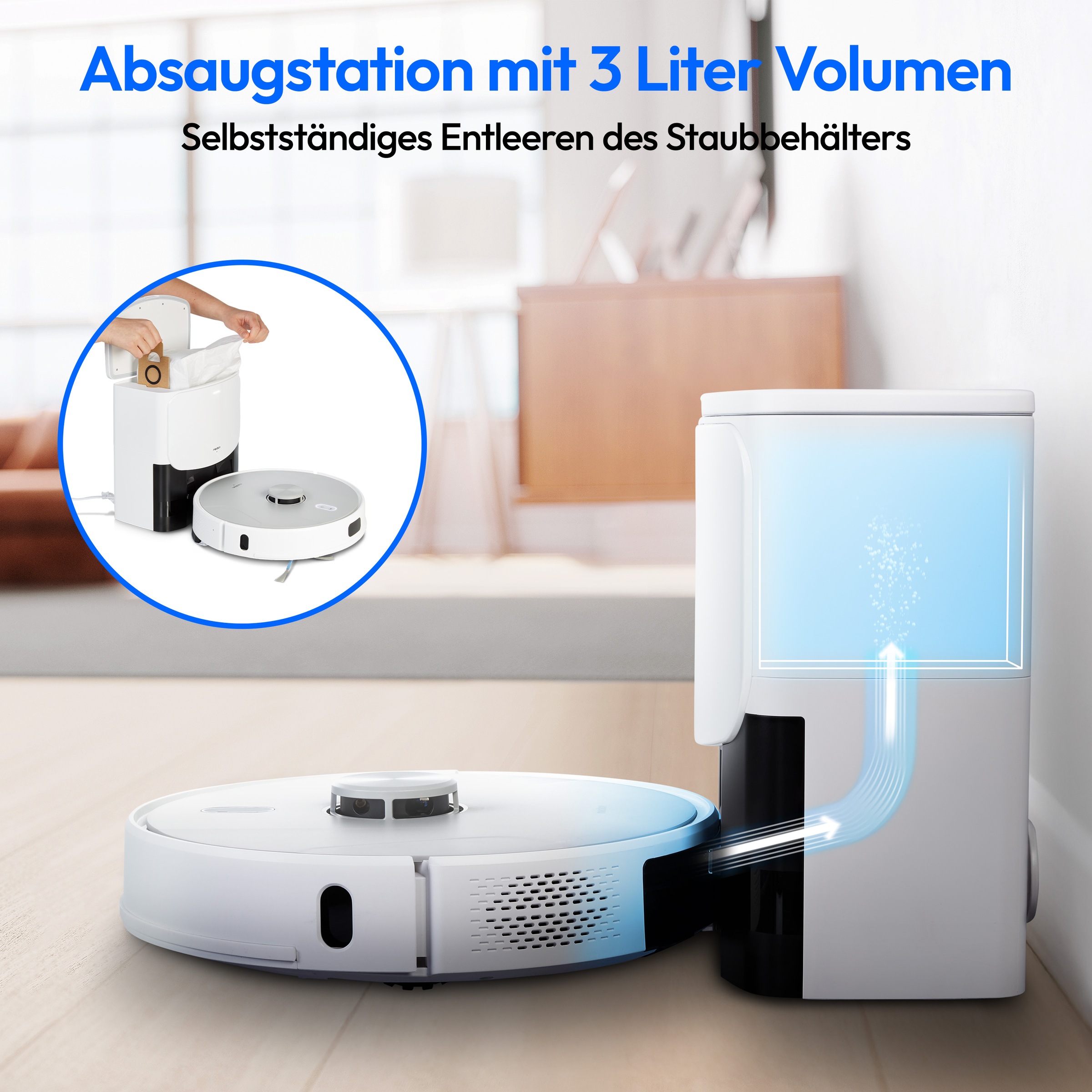 Medion® Saugroboter »X42 SW+ mit Absaugstation, 8.000 Pa Saugleistung, 240m günstig online kaufen