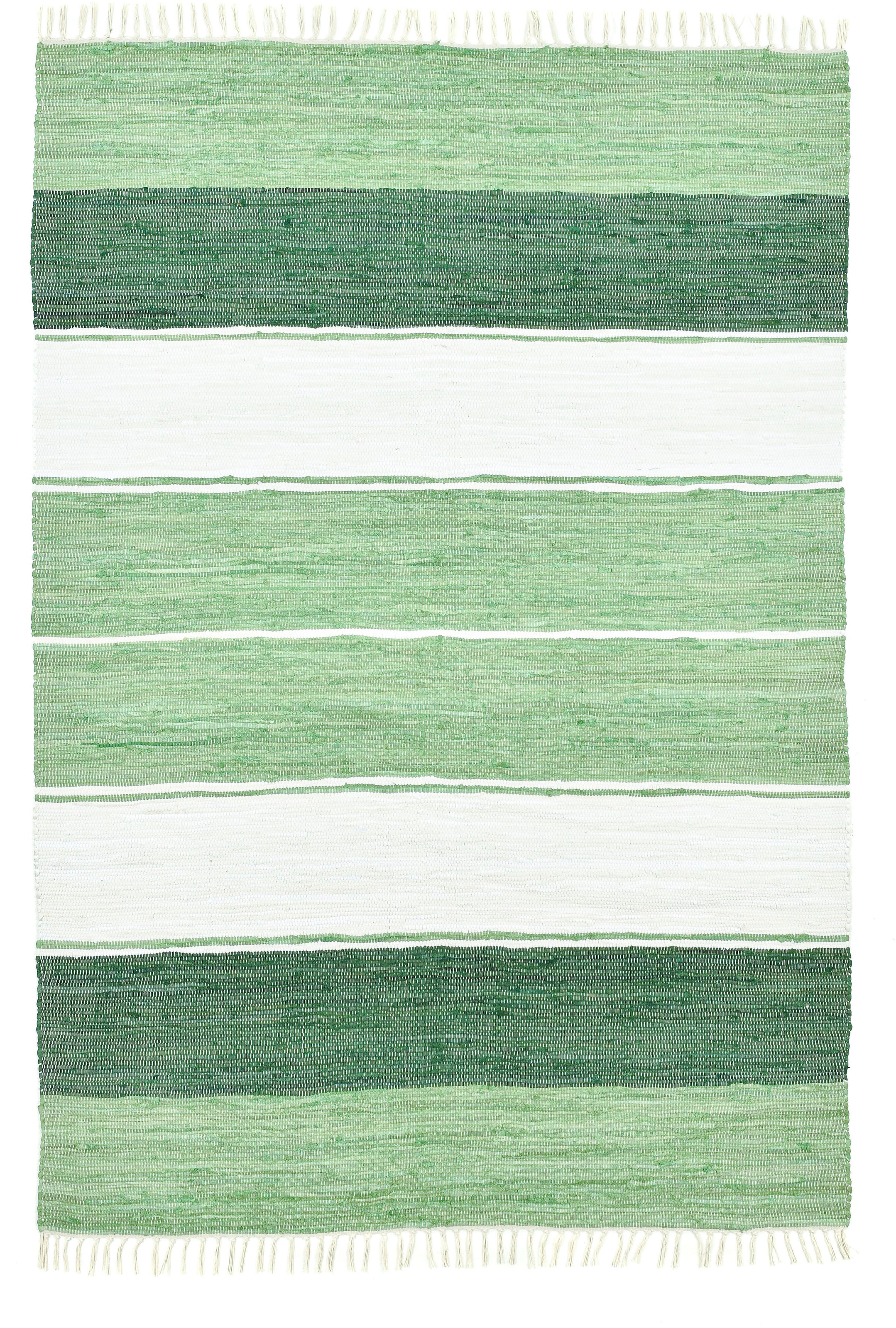 THEKO Teppich »Stripe Cotton, handgewebt«, rechteckig, 5 mm Höhe, Flachgewebe, gestreift, reine Baumwolle, mit Fransen, auch als Läufer
