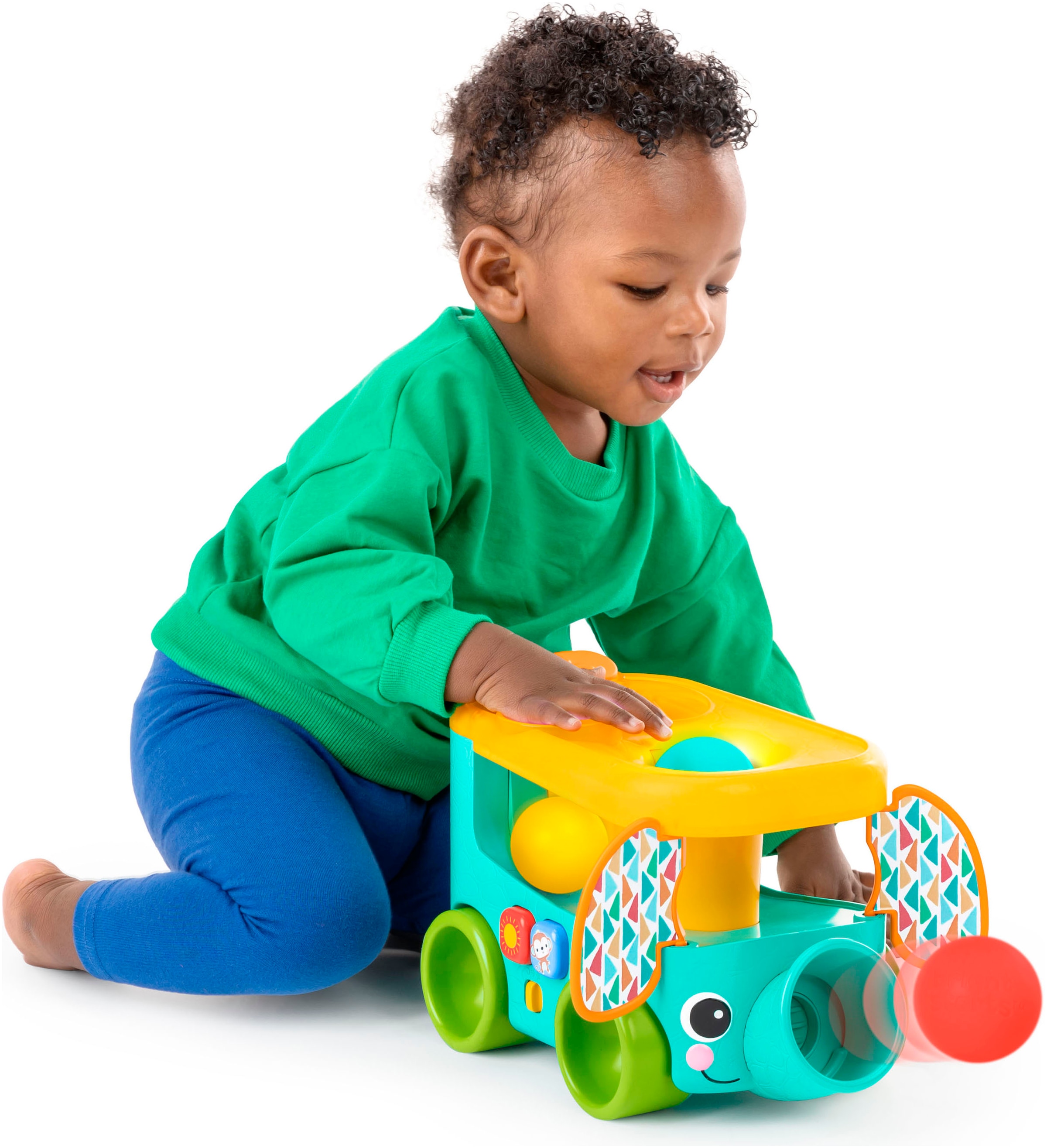 Bright Starts Lernspielzeug »Pop & Roll Safari Bus Ball Play Toy«, mit Licht und Sound