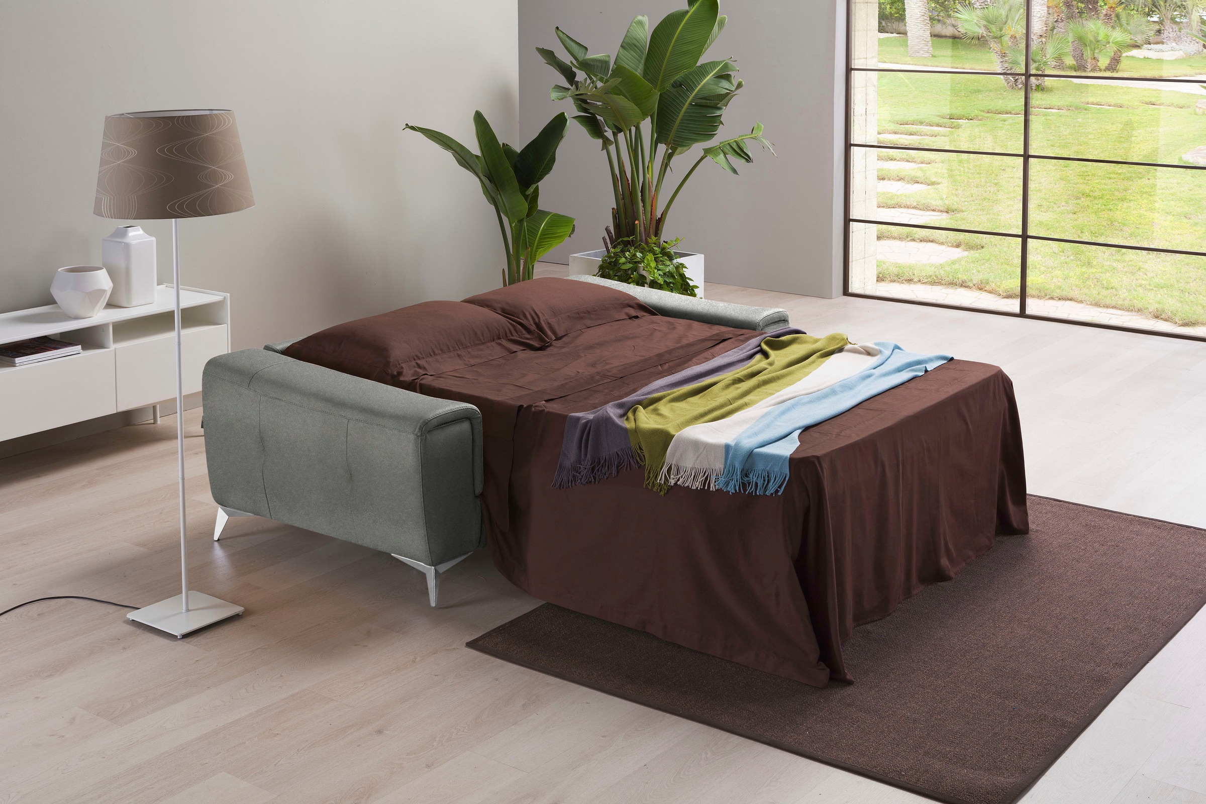 Egoitaliano Schlafsofa »Francine, Designsofa, Loungesofa mit Dauerschlaffunktion, Bettfunktion«, hochwertiger Metallbettrahmen & Matratze, Kopfteil manuell verstellbar