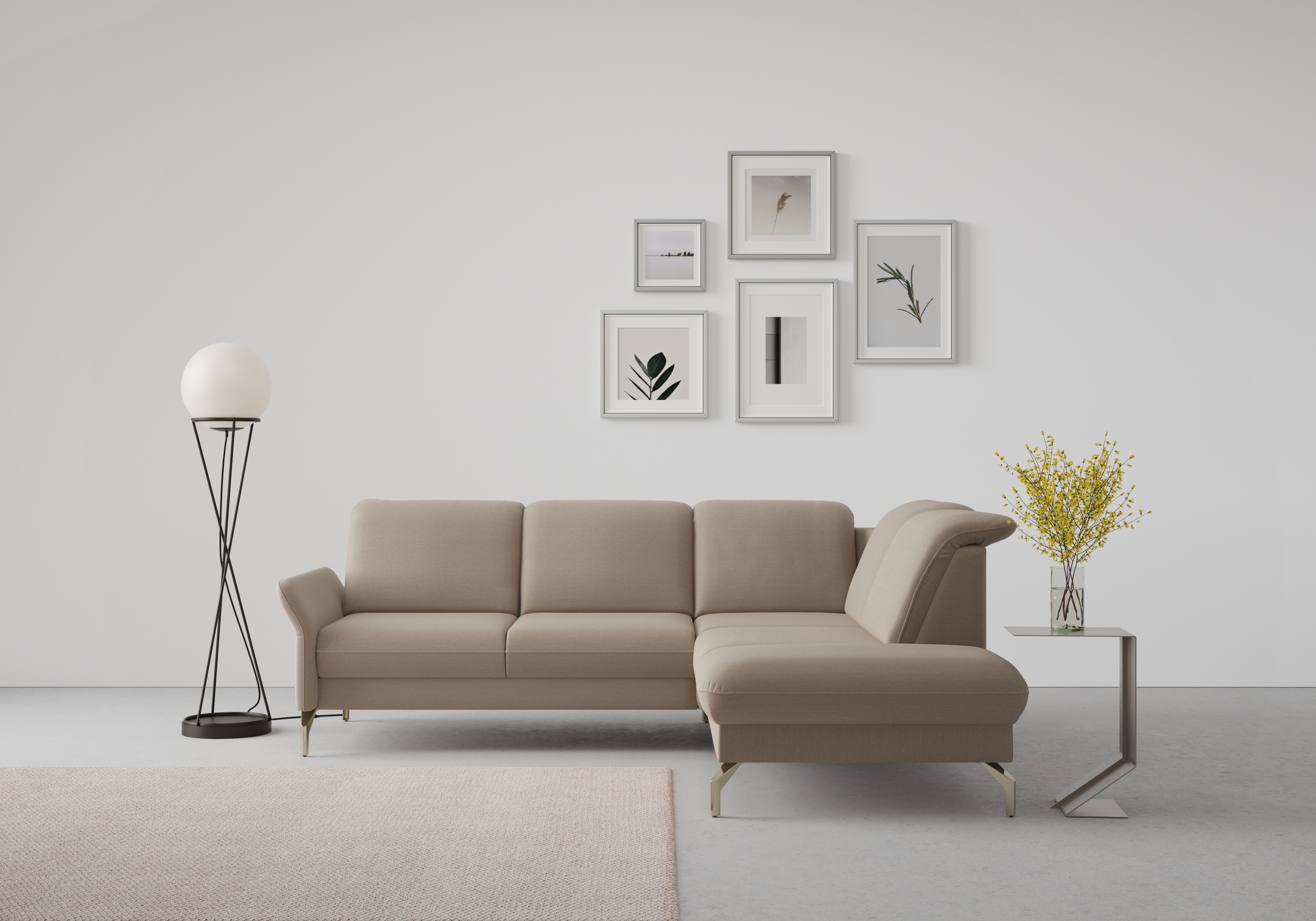 sit&more Ecksofa »Fashion L-Form«, wahlweise mit Kopfteilverstellung, Vorziehsitz, motorisch, Nickelfüße