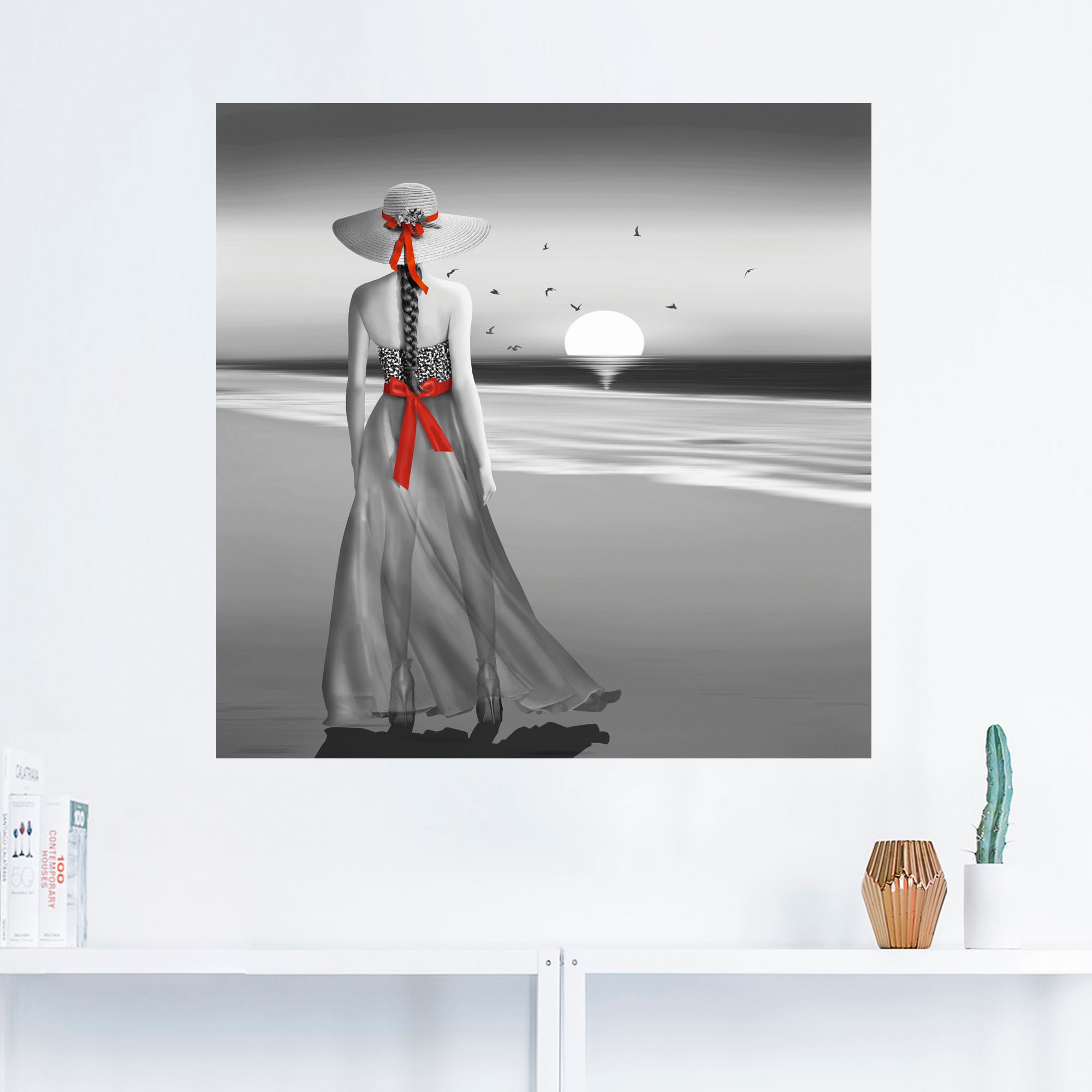 Artland Wandbild »Ein Blick zurück aufs Meer«, Frau, (1 St.), als Alubild, Outdoorbild, Leinwandbild, Poster, Wandaufkleber