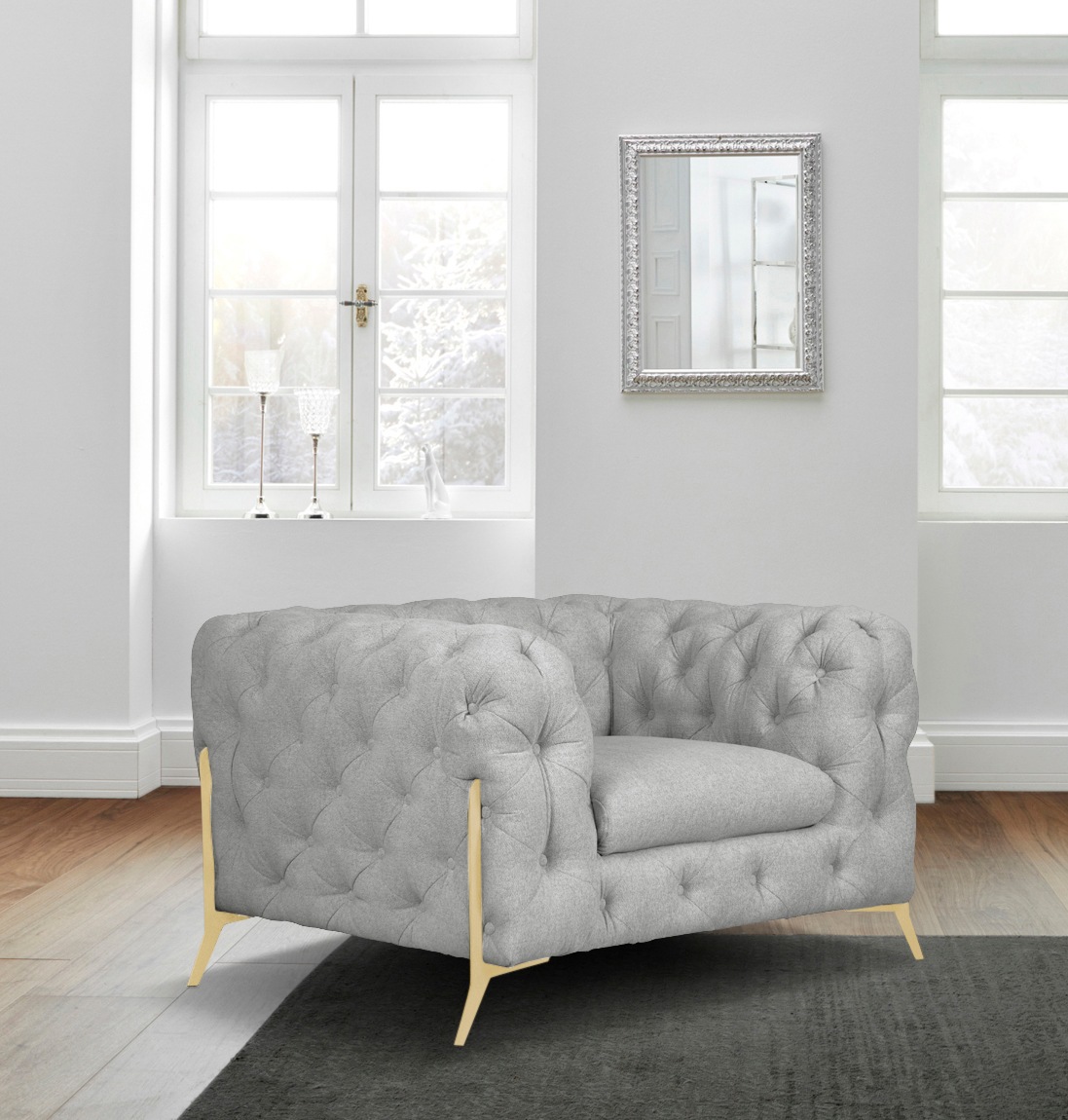 Leonique Chesterfield-Sessel »Amaury Sessel«, aufwändige Knopfheftung, moderne Chesterfield Optik, Fußfarbe wählbar