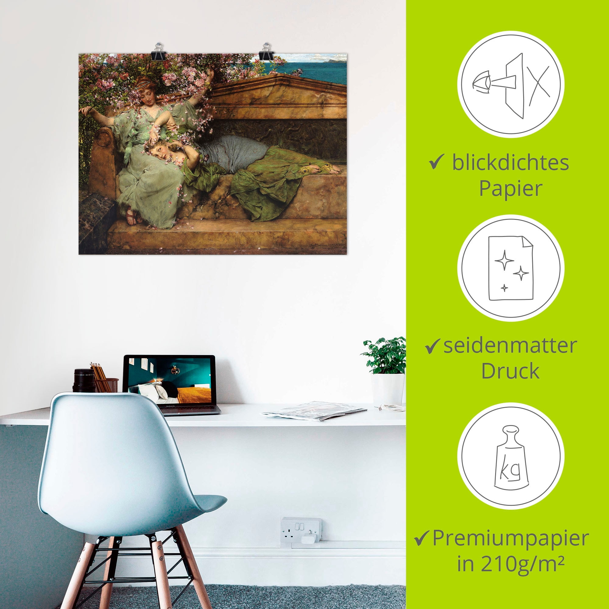 Artland Kunstdruck »Im Rosengarten.«, Frau, (1 St.), als Leinwandbild, Wandaufkleber oder Poster in versch. Größen