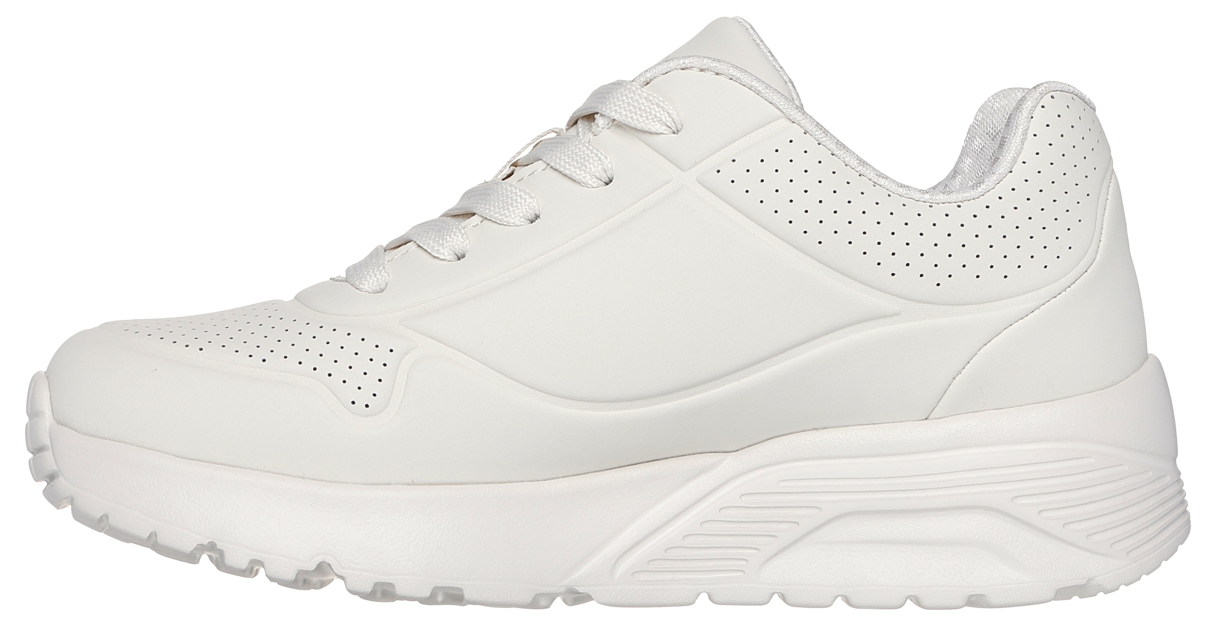 Skechers Plateausneaker »Skechers x JGoldcrown: Uno Lite - Metallic Love«, Schnürschuh, Keilsneaker mit Herzchen im Metallic Look bedruckt