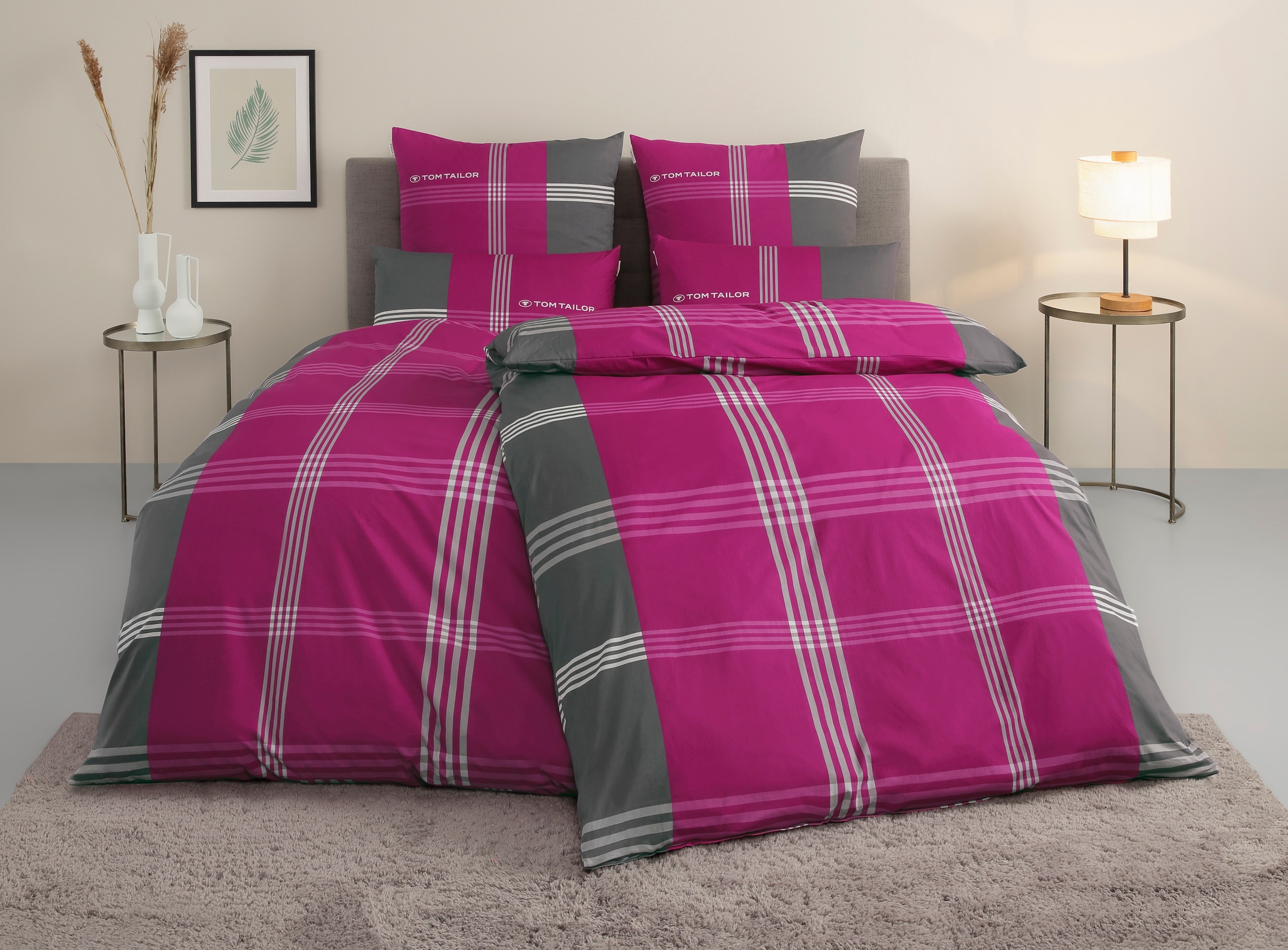 TOM TAILOR HOME Bettwäsche »Ole in Gr. 135x200 oder 155x220 cm«, karierte Bettwäsche aus Baumwolle, mit Reißverschluss