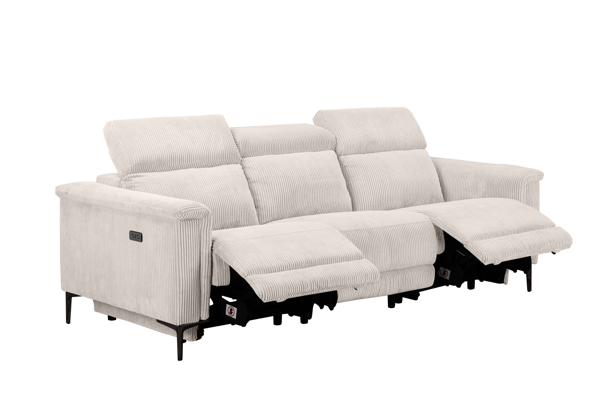 Places of Style 3-Sitzer »Lund Cord, mit manueller o. elektrischer Relaxfunktion in 2 Sitzen,«, USB-A, Kopfteilverstellung, Breite 222 cm