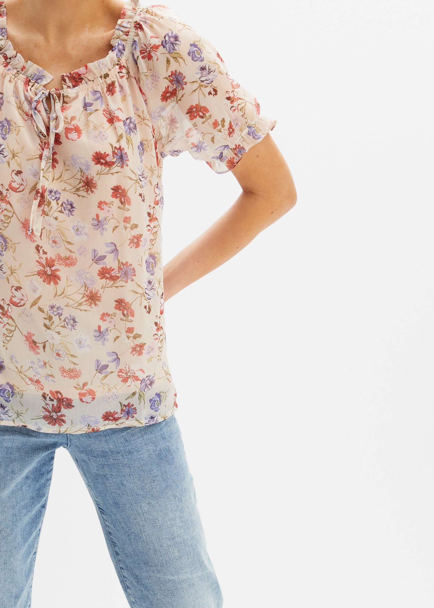 bonprix Tunika bequeme Passform, kurze Puffärmel, auch als Offshoulder tragbar