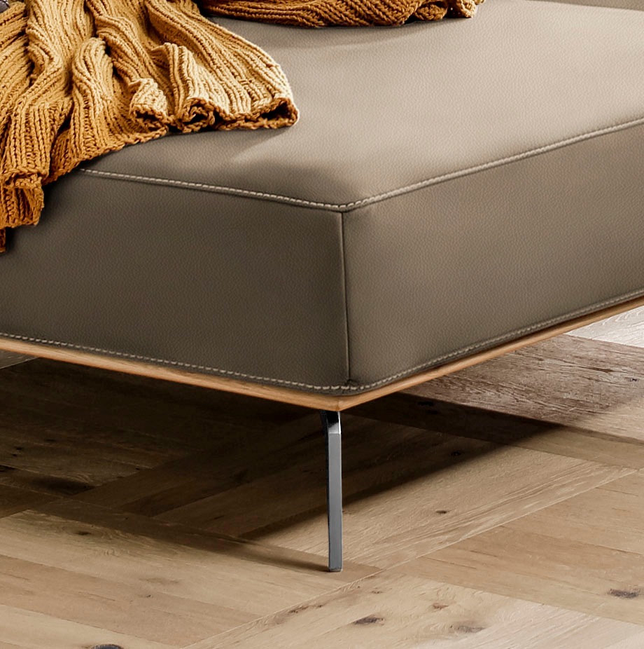 W.SCHILLIG Ecksofa »run, Designsofa mit tollem Sitzkomfort, bequem, L-Form«, mit elegantem Holzsockel, Füße in Chrom glänzend, Breite 319 cm