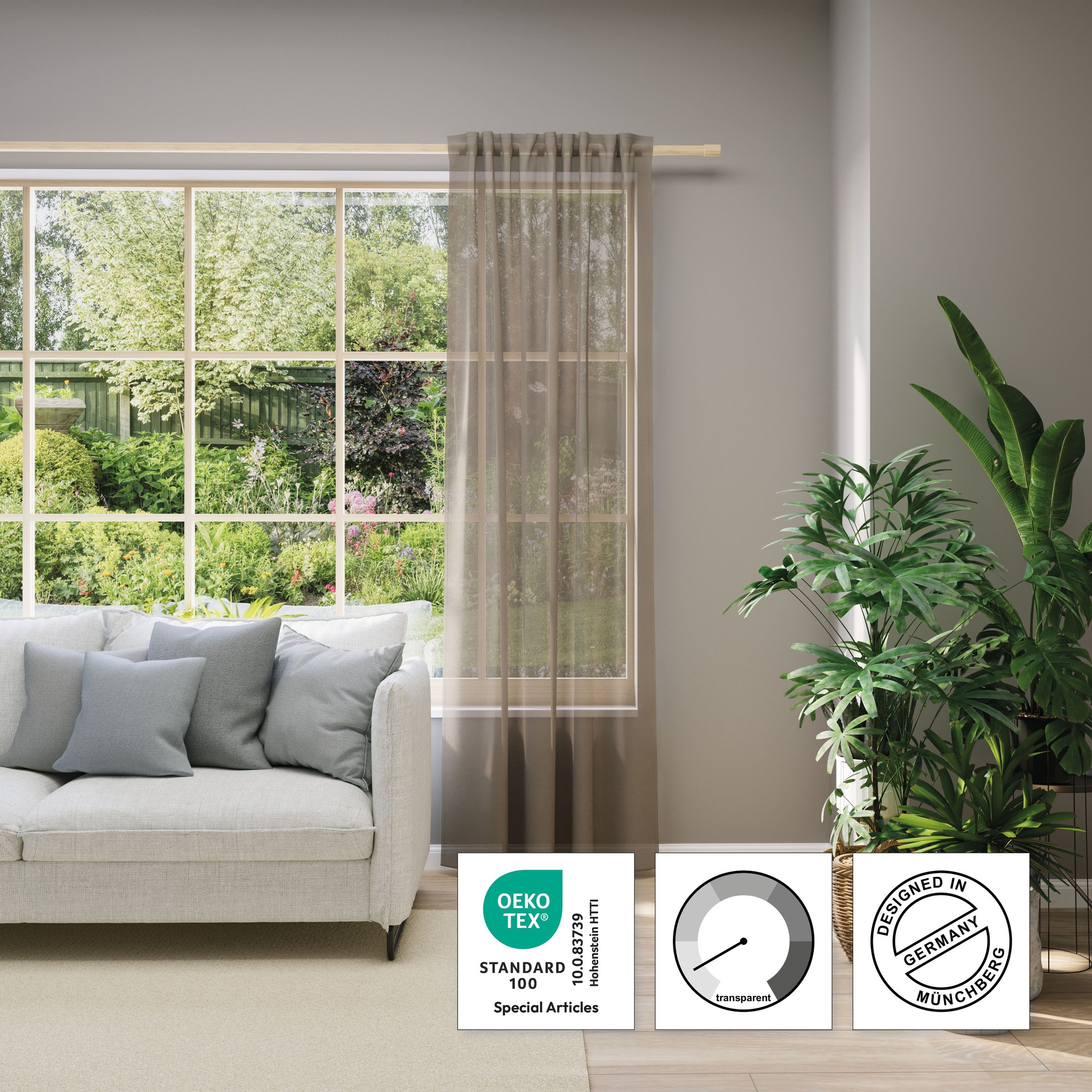 Neutex for you! Vorhang nach Maß »EVA«, (1 St.), Uni-Voile mit elegantem Glanz